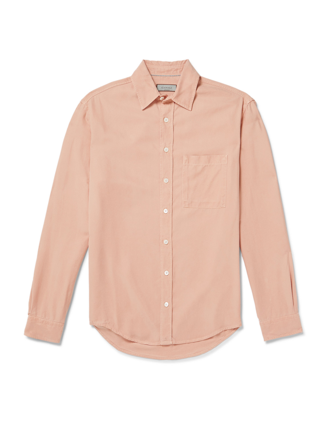 Canali Garment-dyed Lyocell-twill Shirt In Pink