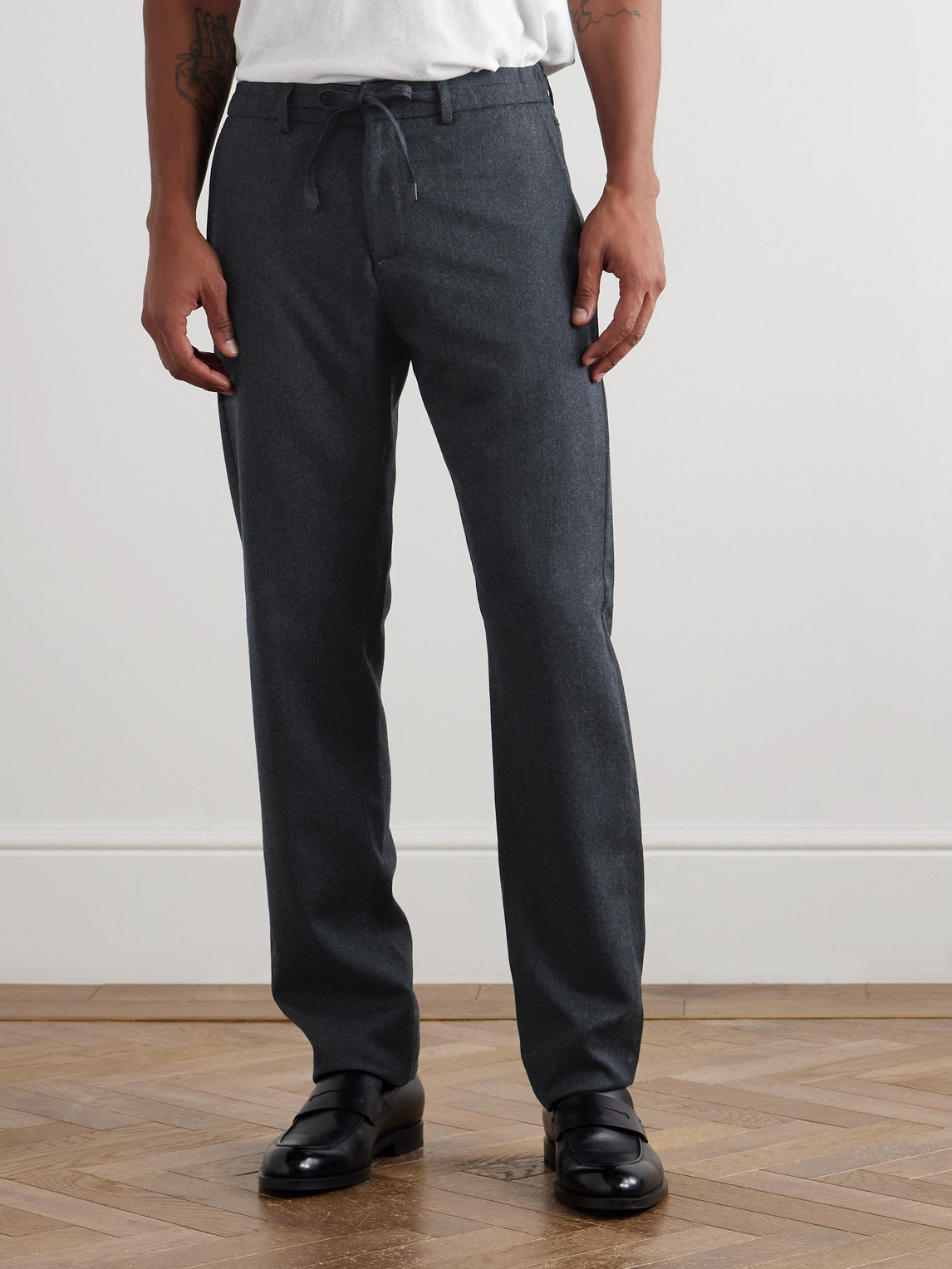 Canali Straight-leg Wool Trousers In Blue
