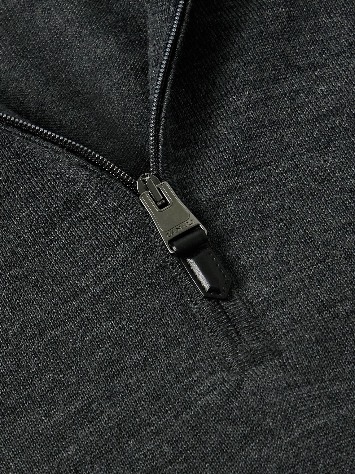 Canali Wool Half-zip Sweater In Gray