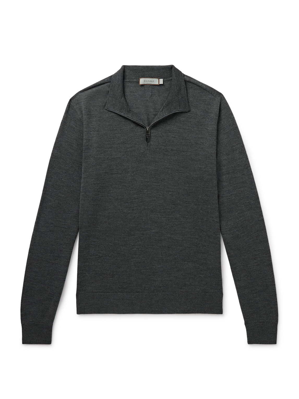 Canali Wool Half-zip Sweater In Gray