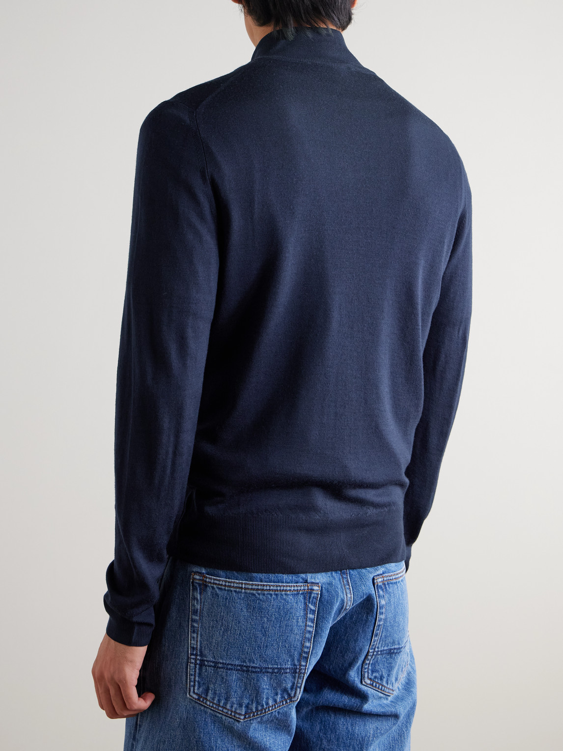 Canali Wool Zip-up Cardigan In Blue