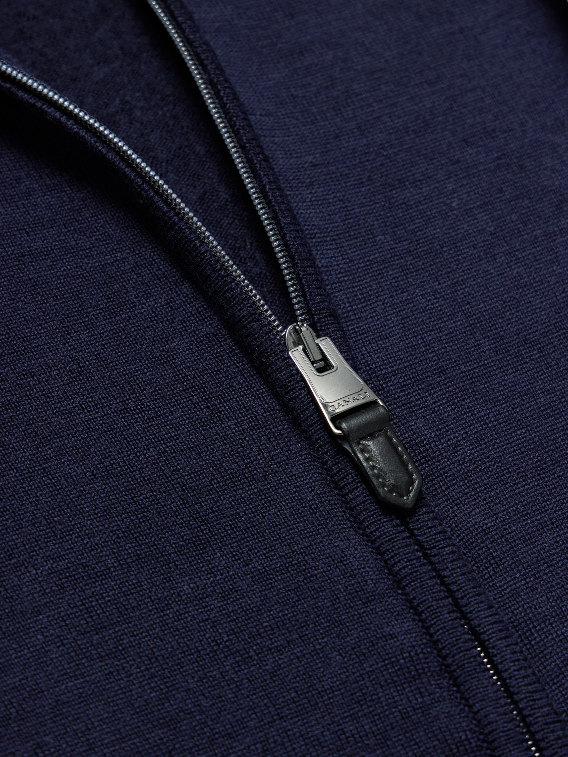 Canali Wool Zip-up Cardigan In Blue