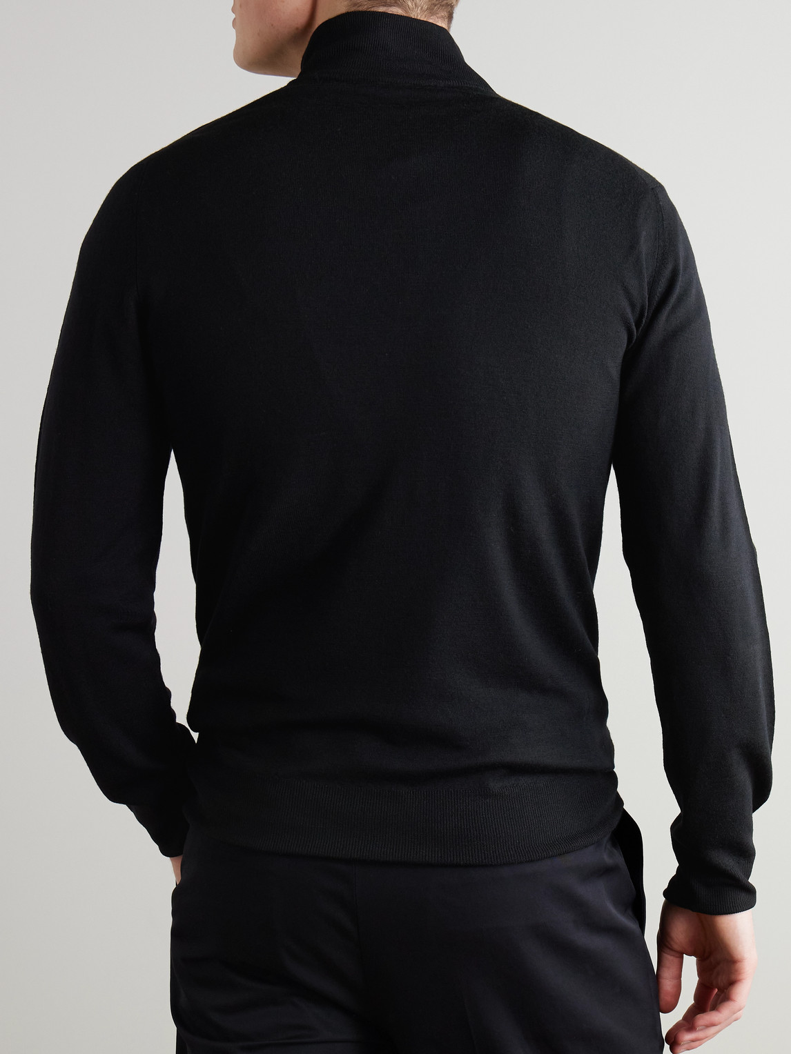 Canali Half-zip Wool Sweater In Black