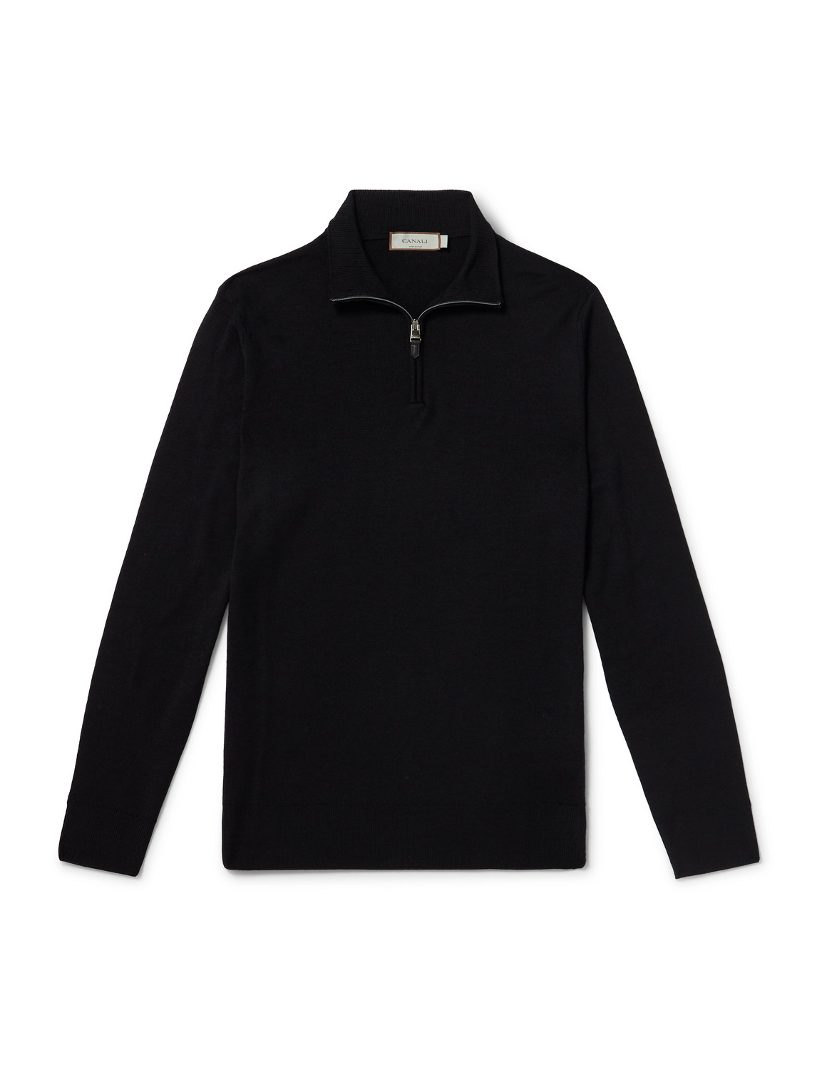 Canali Half-zip Wool Sweater In Black
