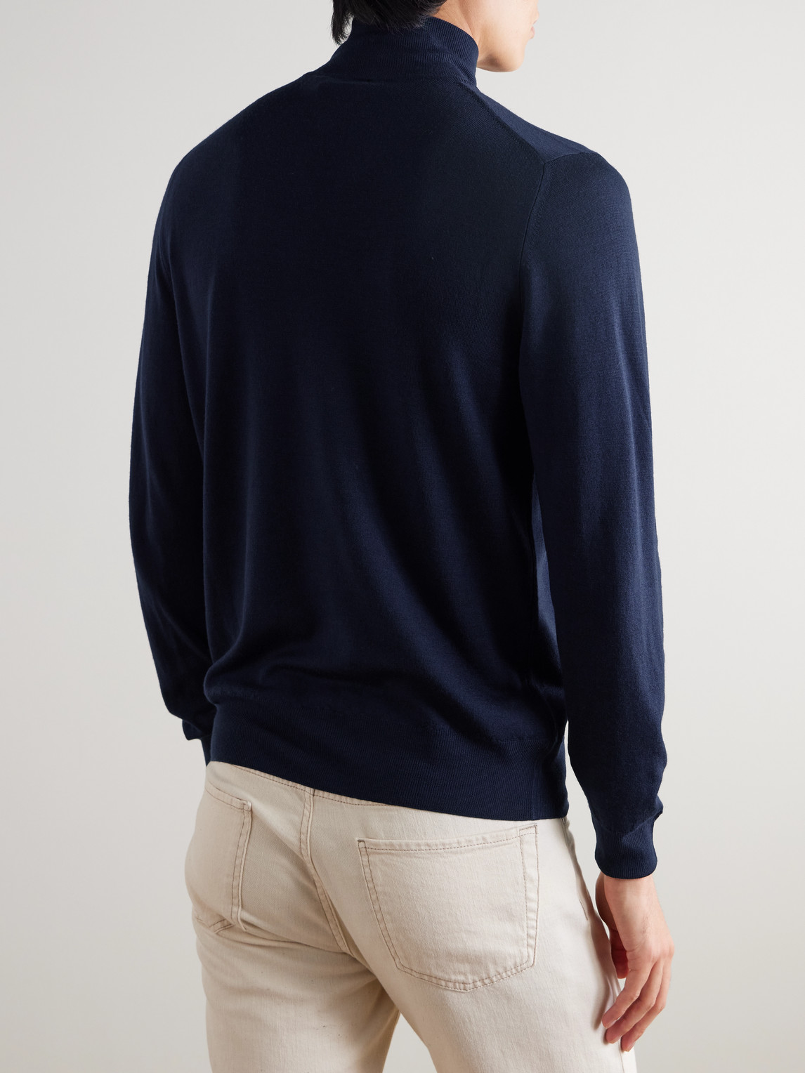 Canali Wool Rollneck Sweater In Blue