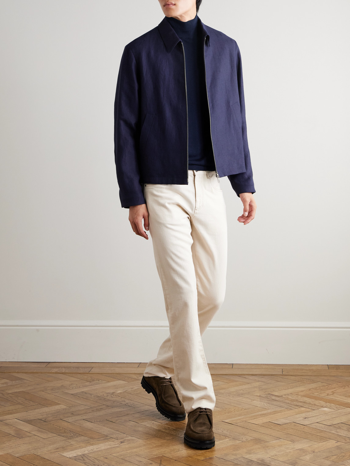 Canali Wool Rollneck Sweater In Blue