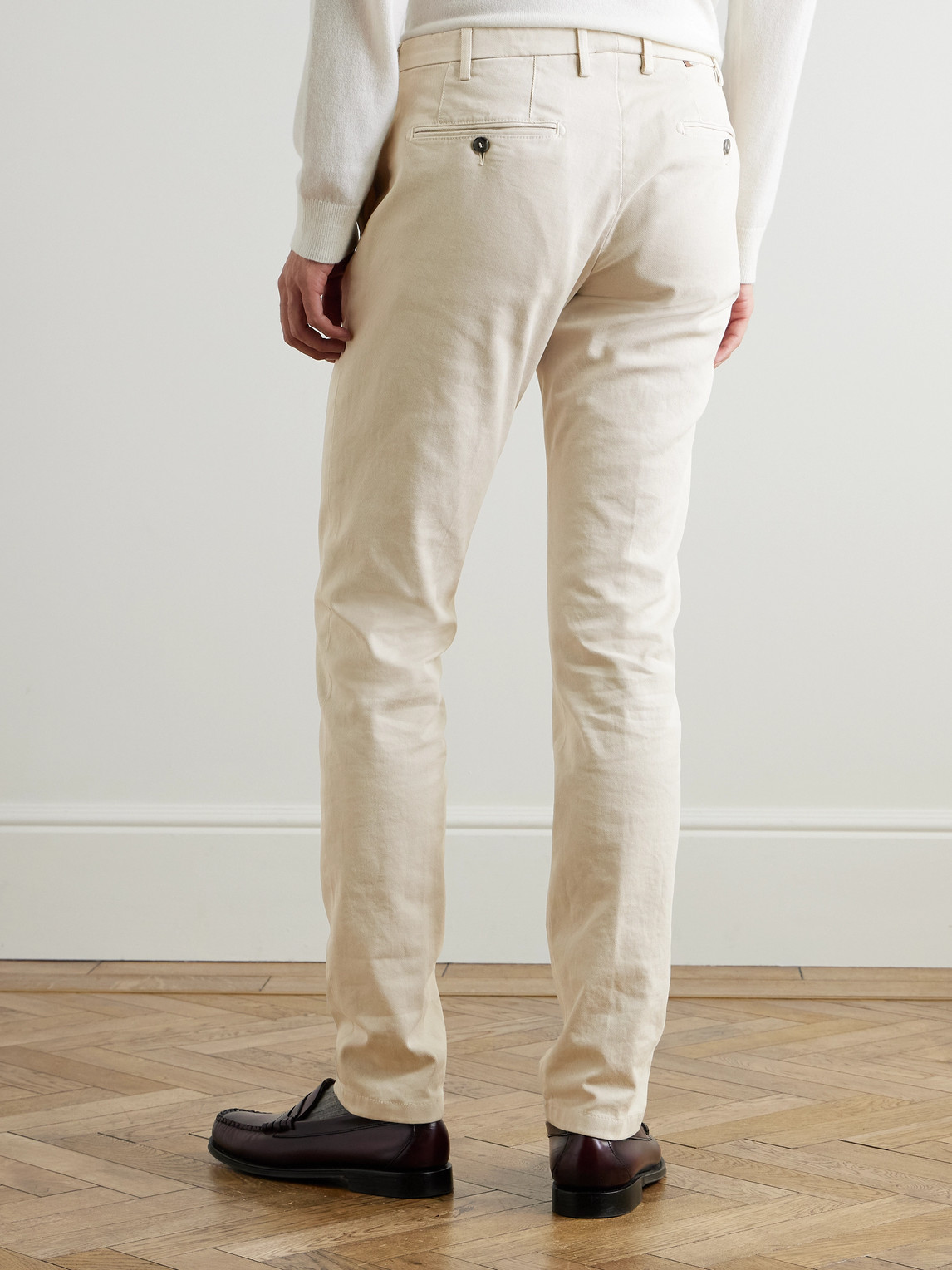 Canali Slim-fit Straight-leg Garment-dyed Stretch-cotton Twill Chinos In Neutral