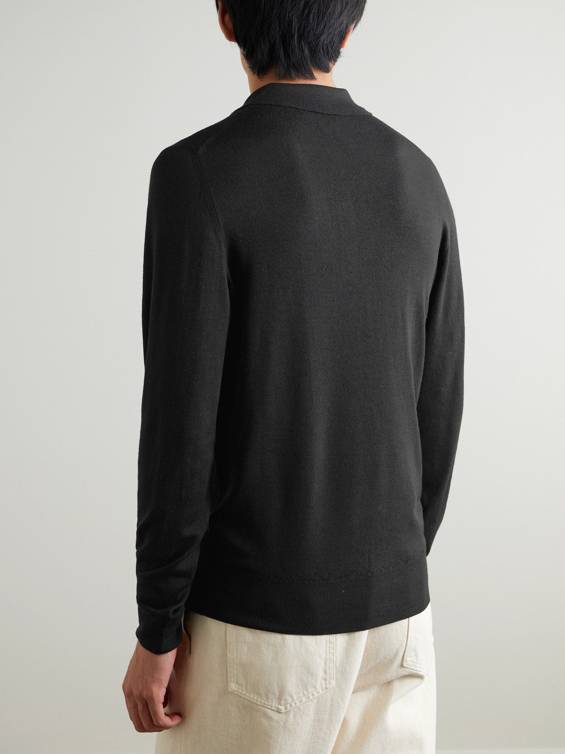 Canali Wool Polo Shirt In Black