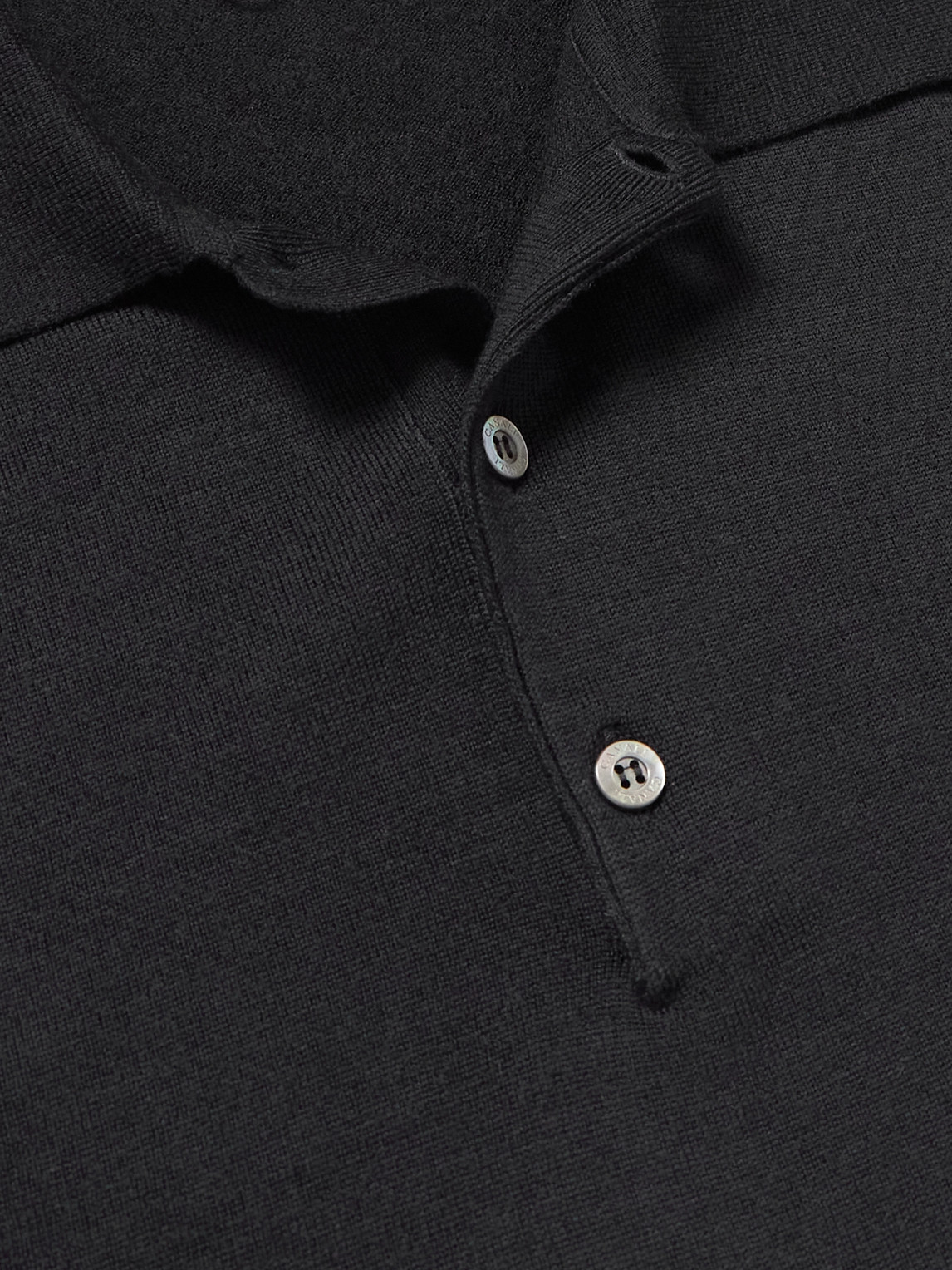 Canali Wool Polo Shirt In Black