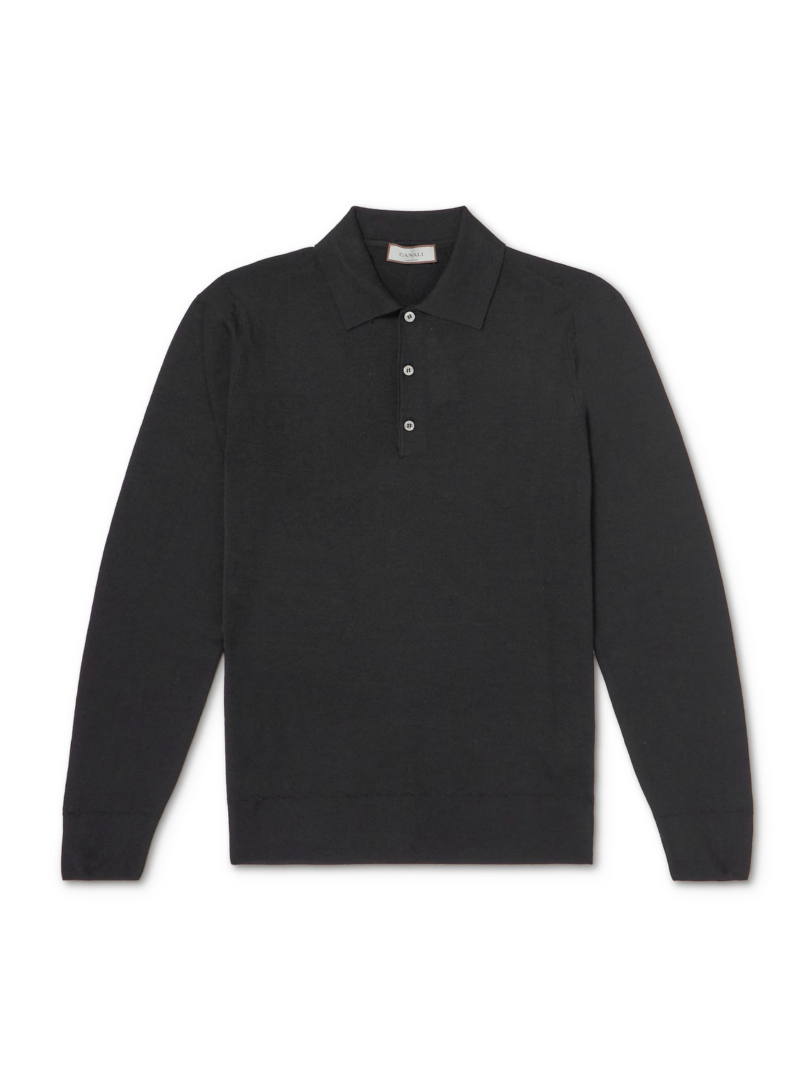 Canali Wool Polo Shirt In Black