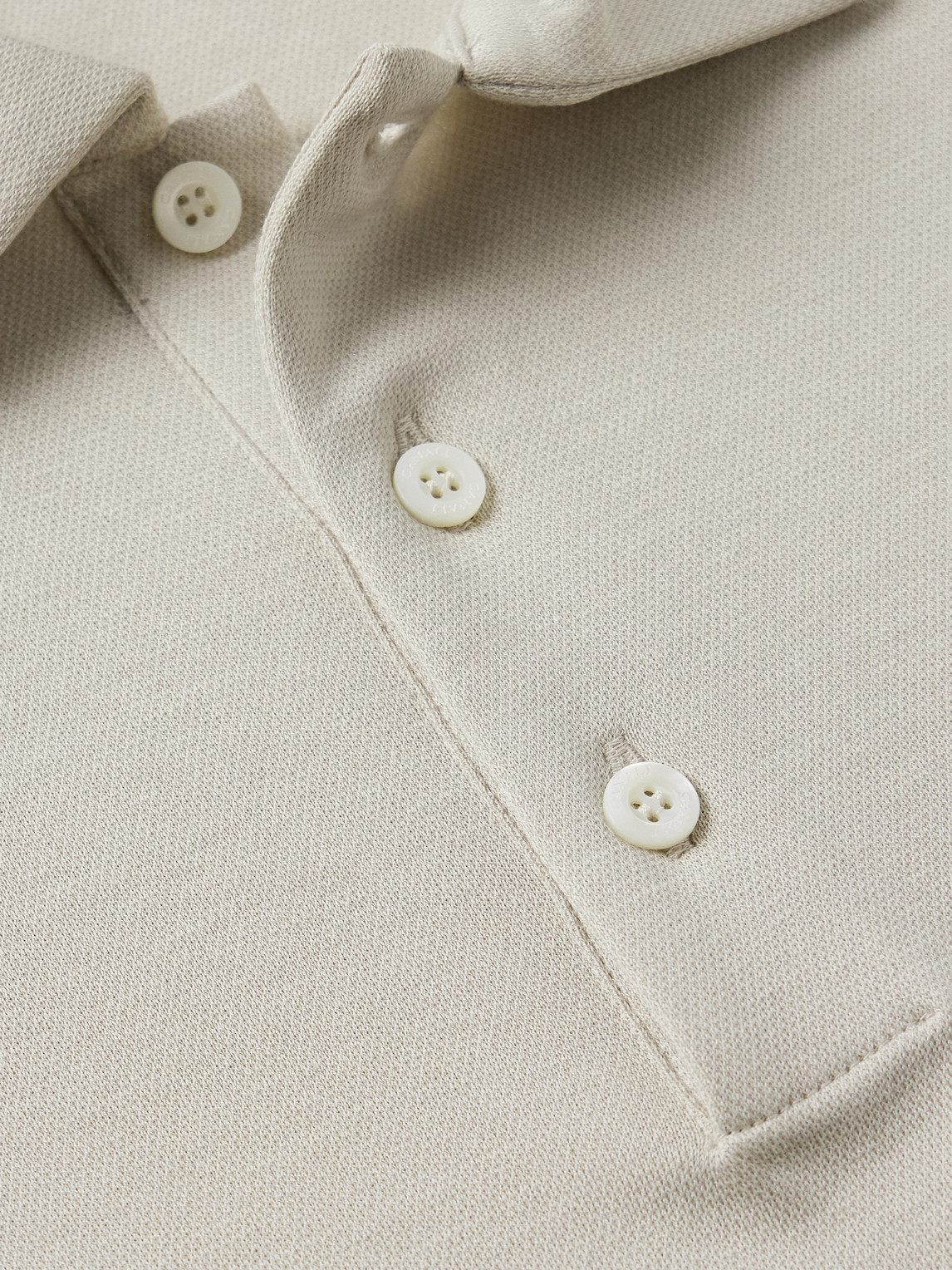 Canali Slim-fit Cotton And Lyocell-blend Piqué Polo Shirt In Gray