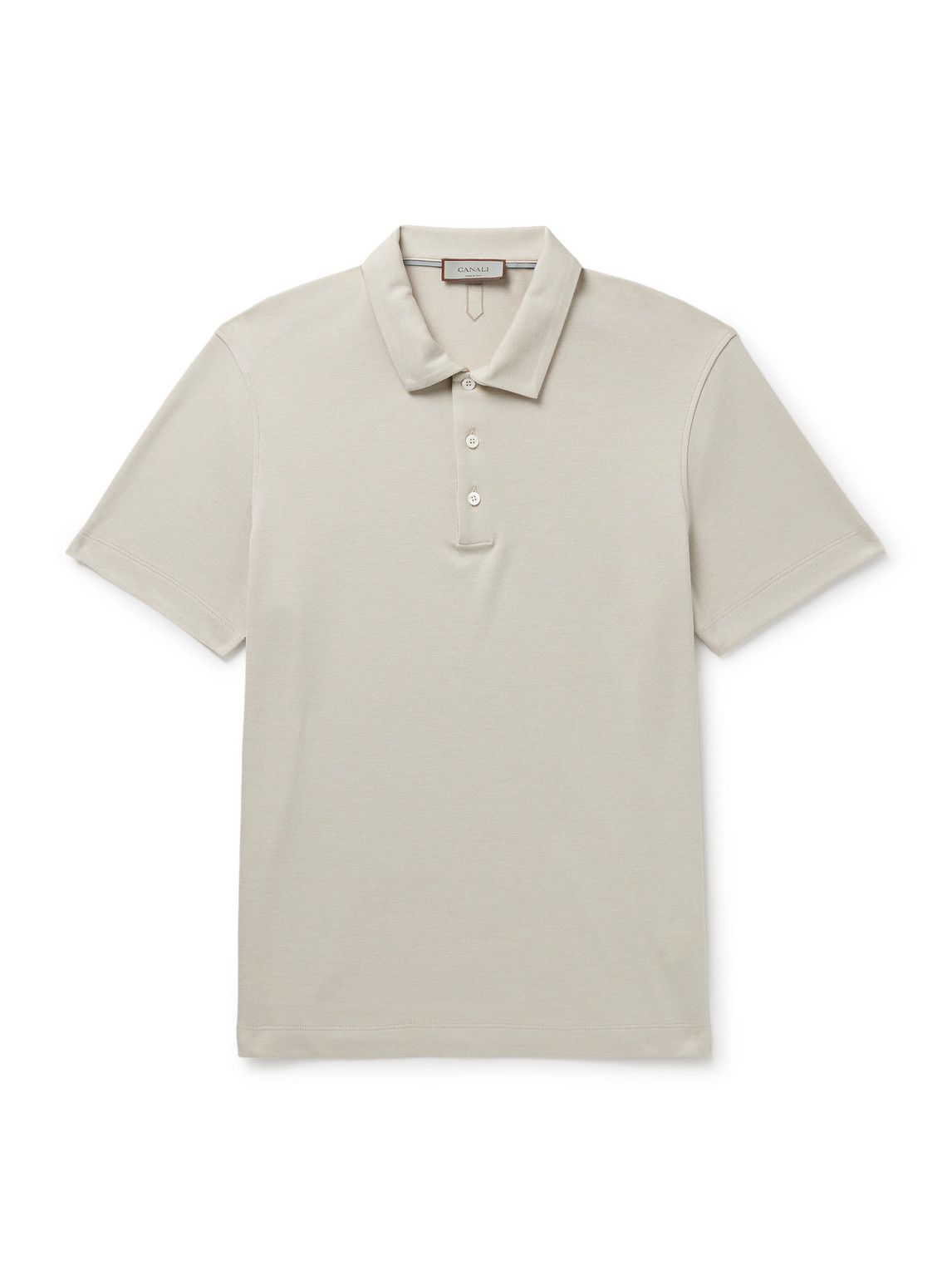 Canali Slim-fit Cotton And Lyocell-blend Piqué Polo Shirt In Gray