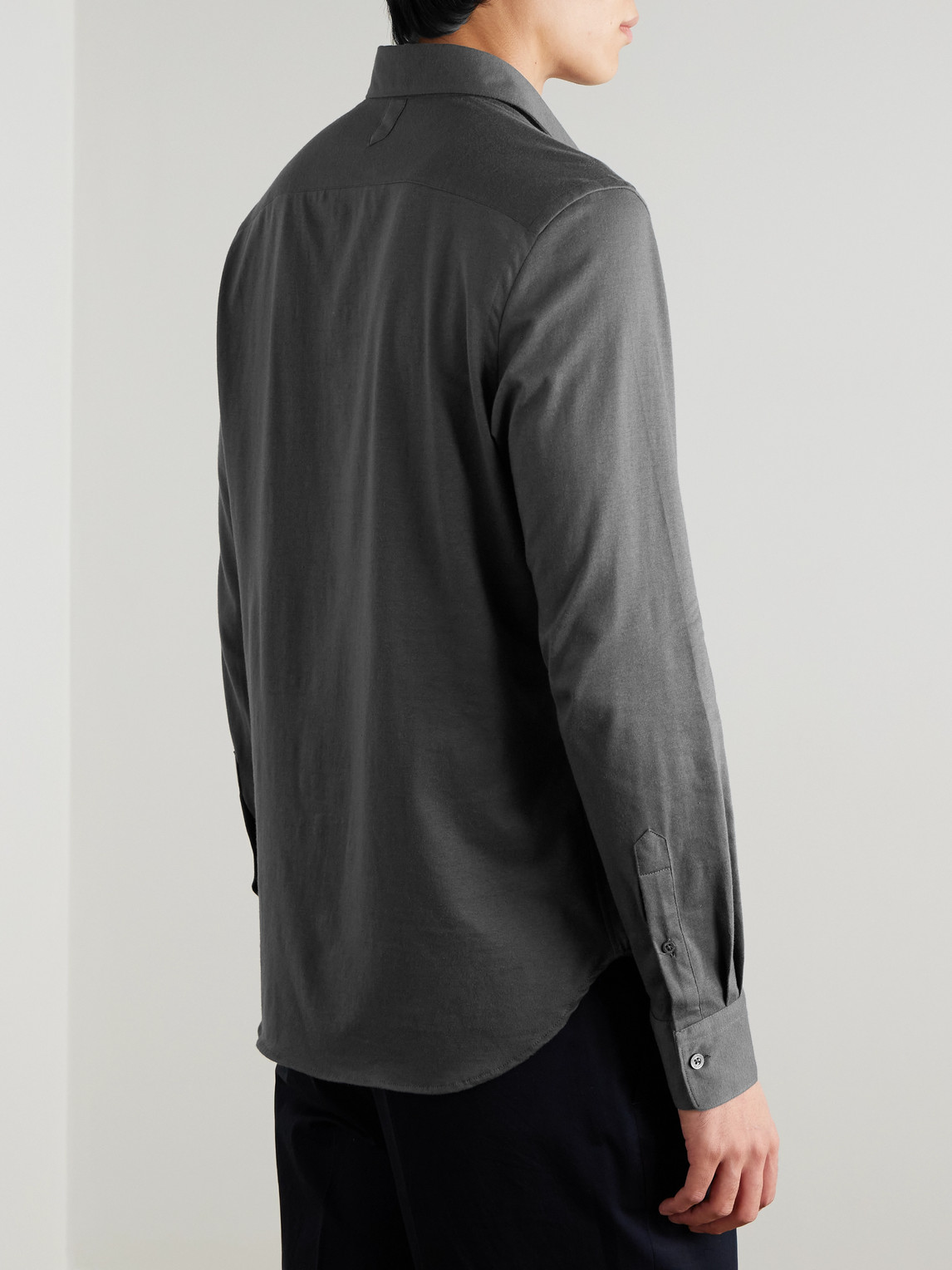 Canali Cotton And Cashmere-blend Shirt In Gray