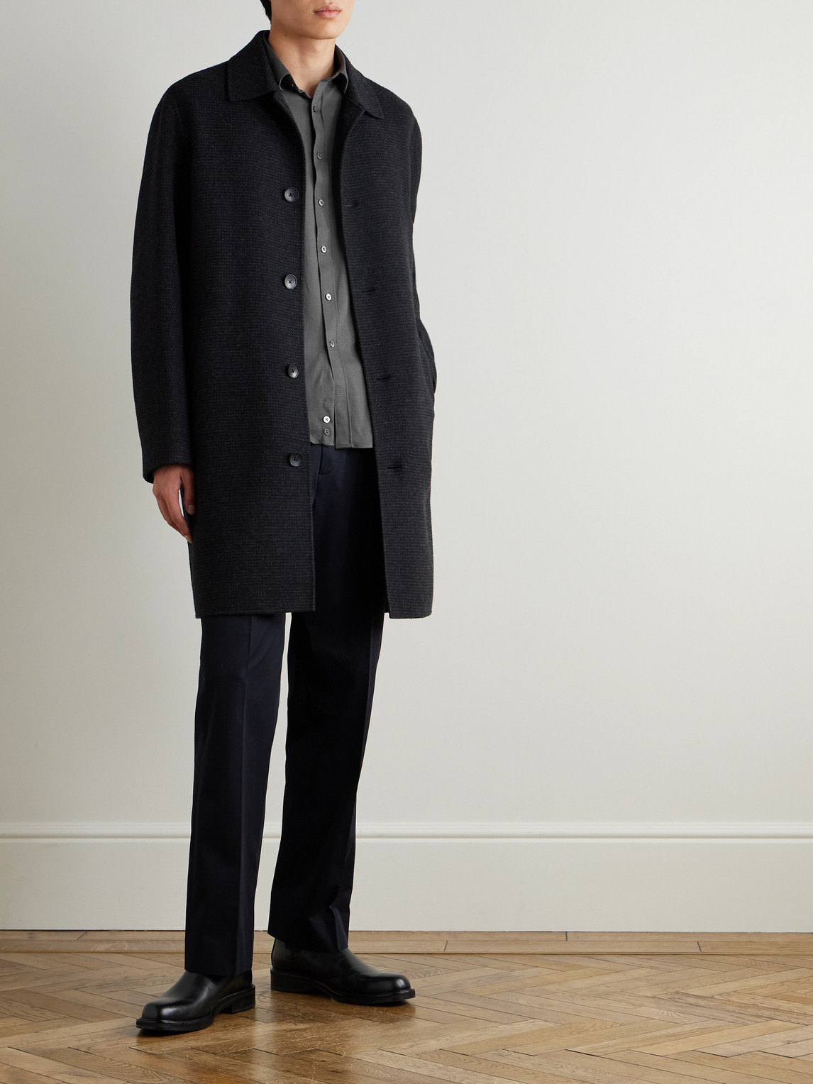 Canali Cotton And Cashmere-blend Shirt In Gray