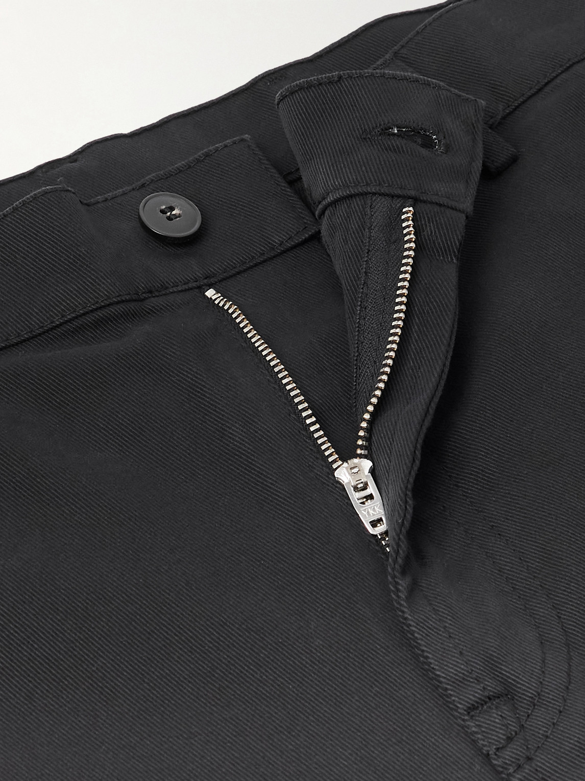 Canali Straight-leg Garment-dyed Cotton-blend Twill Chino In Black