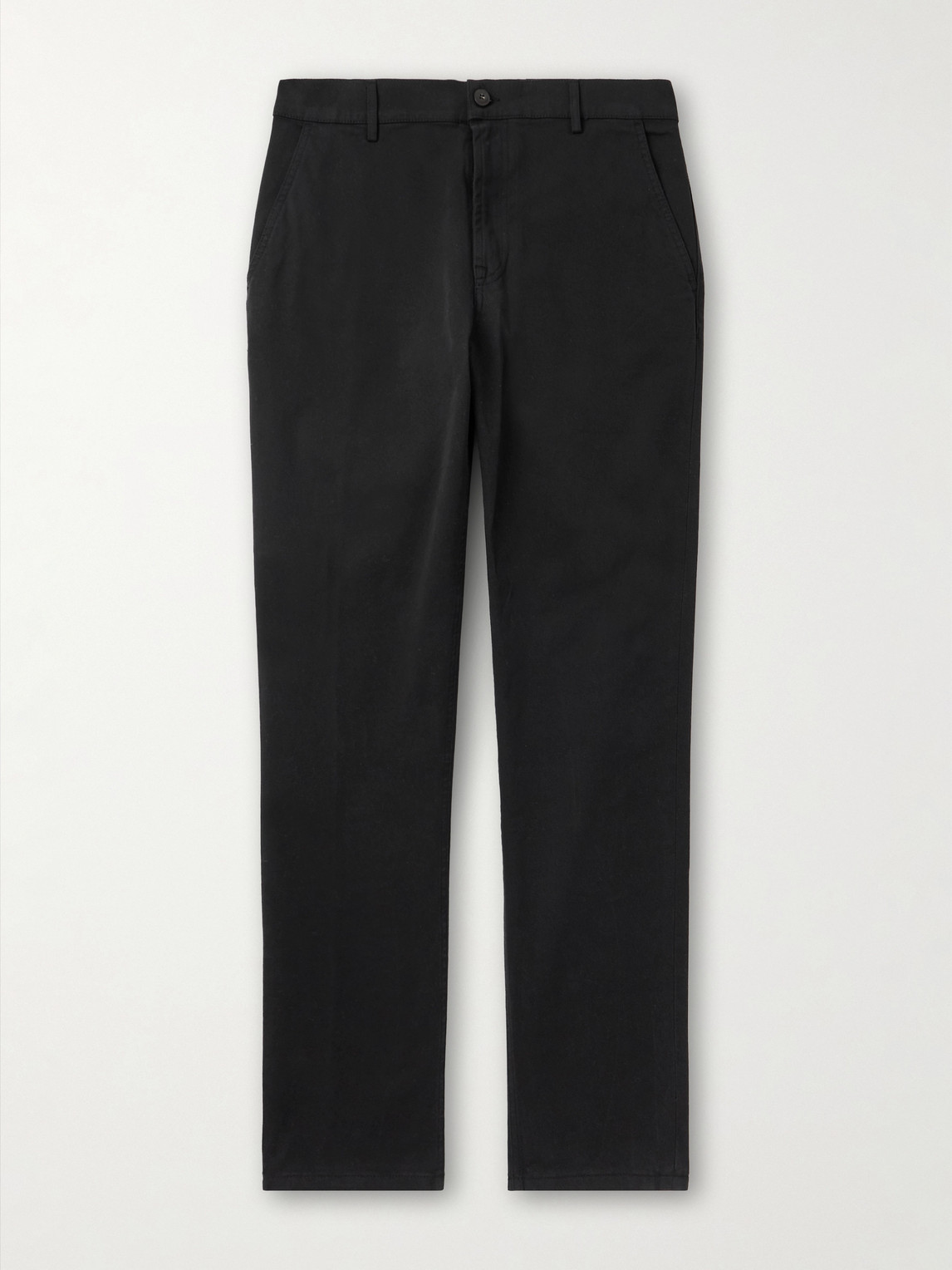 Canali Straight-leg Garment-dyed Cotton-blend Twill Chino In Black