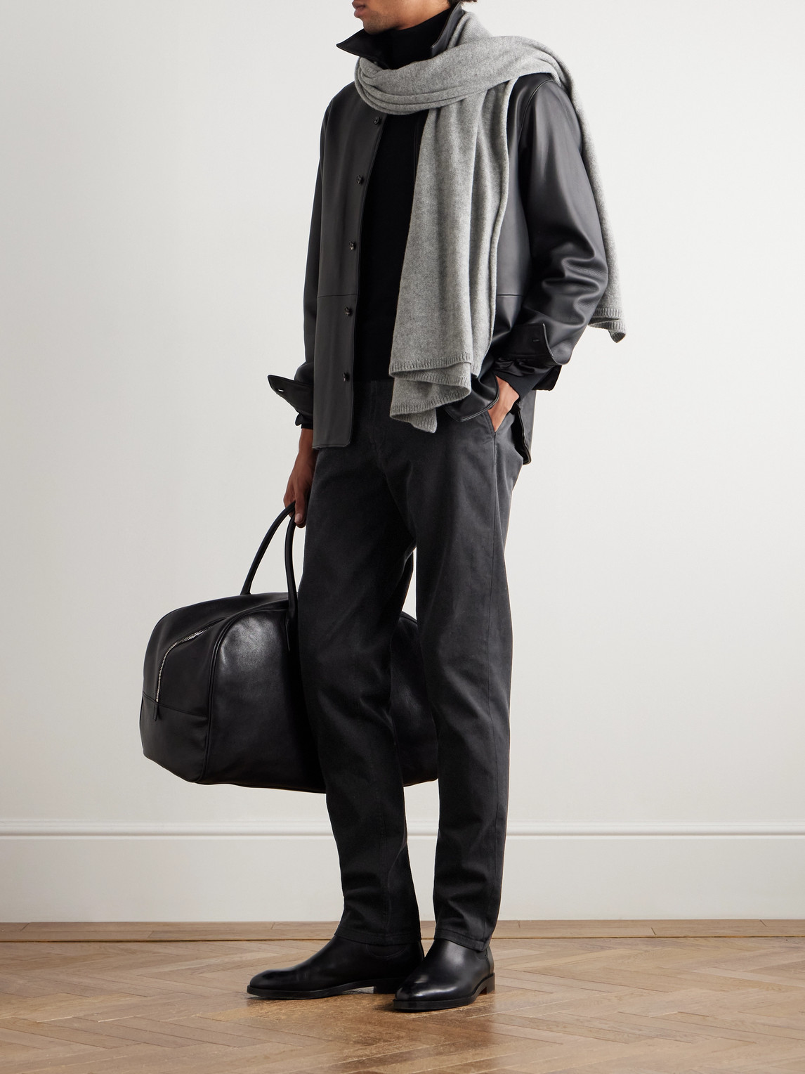 Canali Straight-leg Garment-dyed Cotton-blend Twill Chino In Black