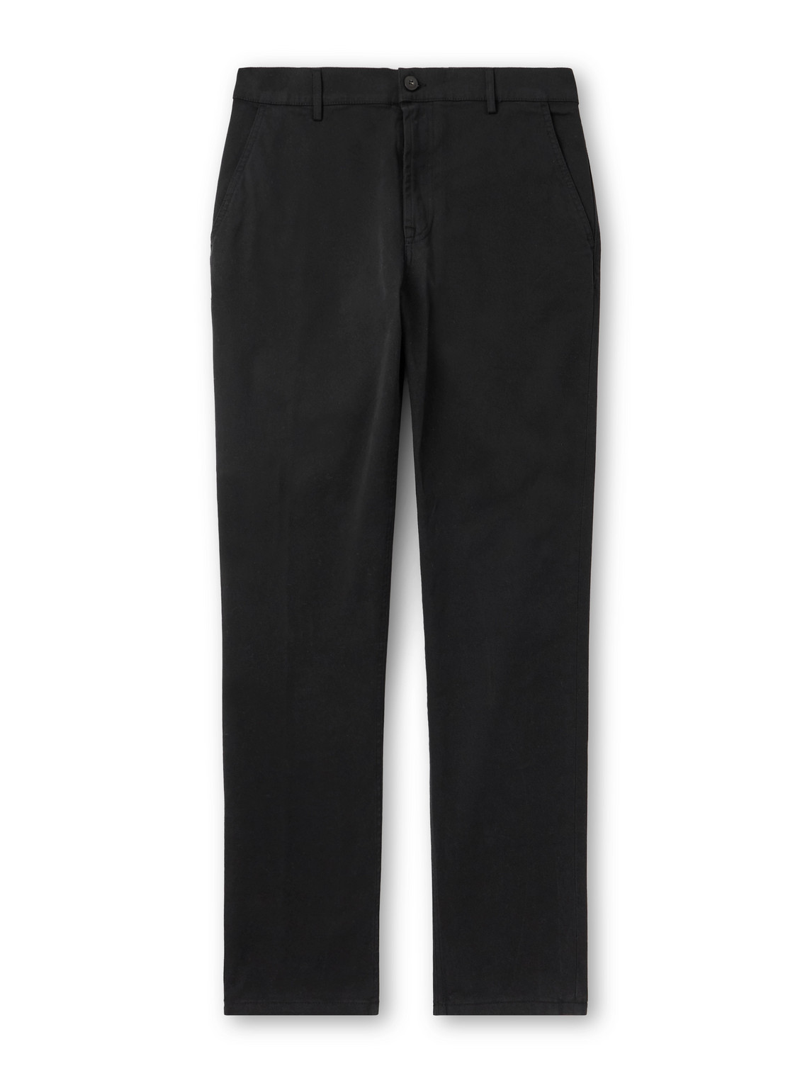 Canali Straight-leg Garment-dyed Cotton-blend Twill Chino In Black