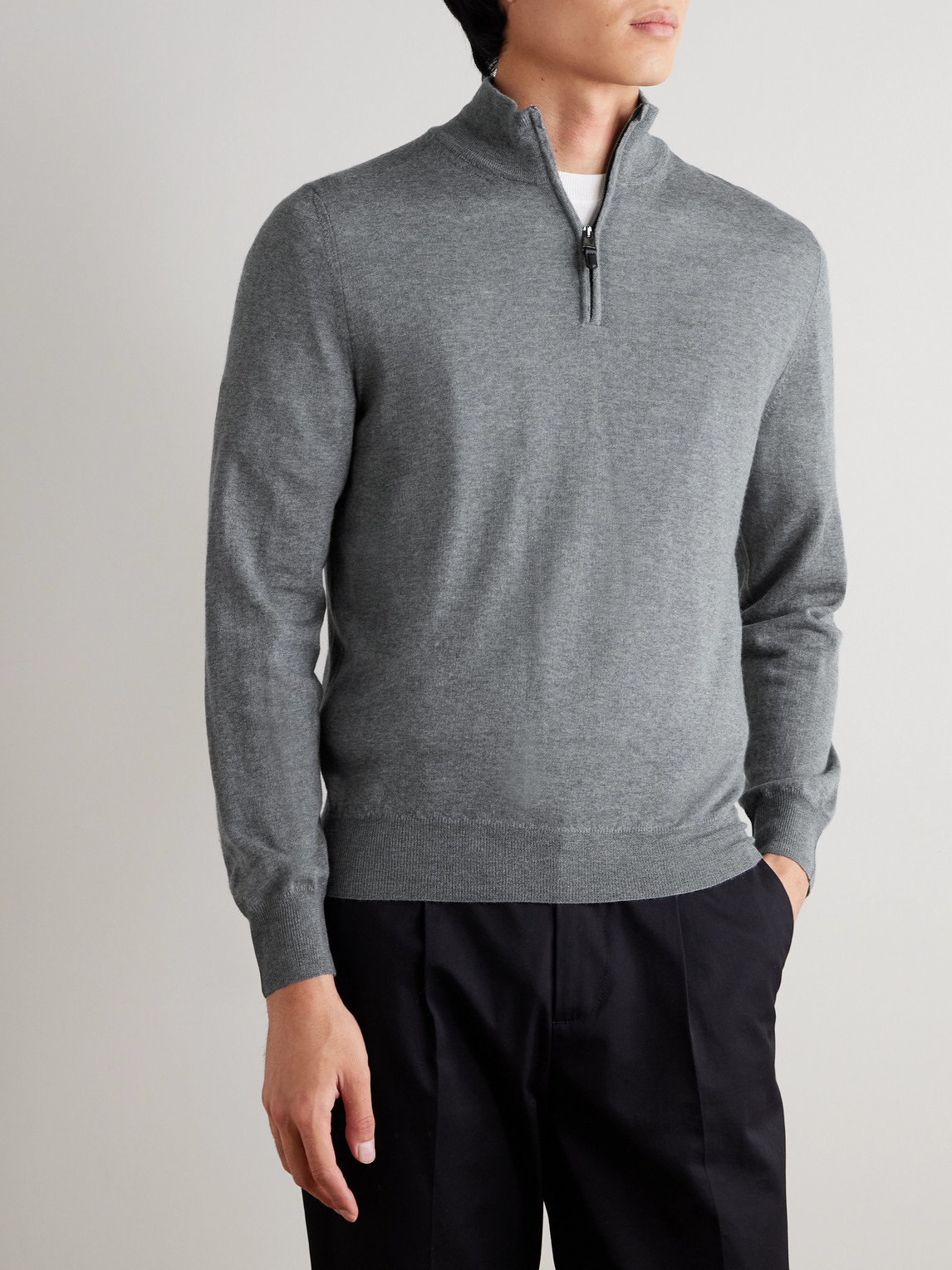  Canali - Wool Half-zip Sweater - Men - Gray - It 54 