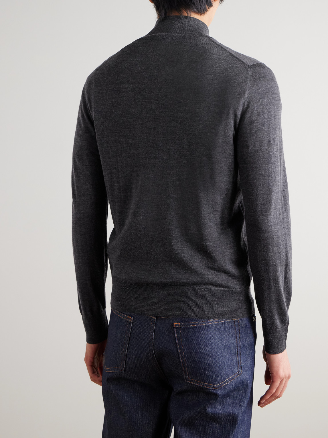 Canali Wool Zip-up Cardigan In Gray