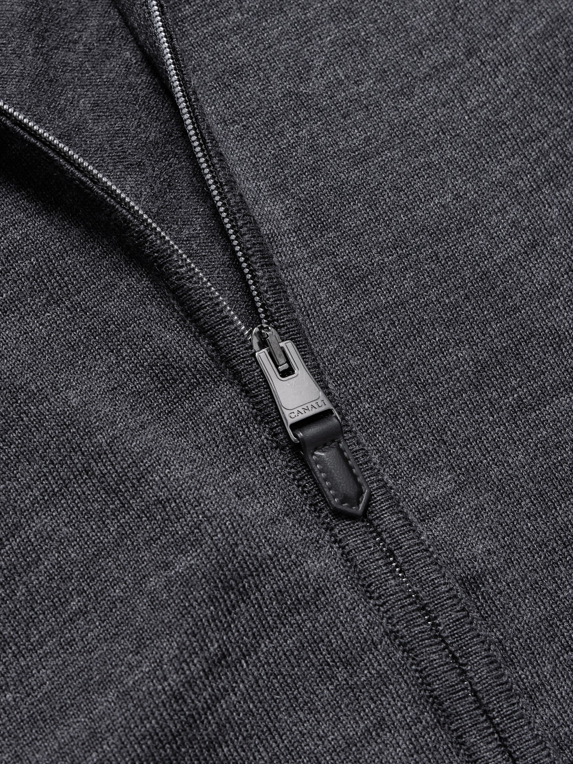 Canali Wool Zip-up Cardigan In Gray