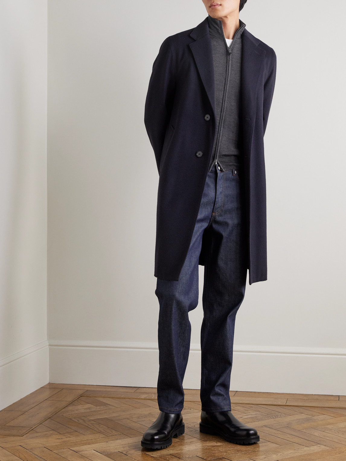 Canali Wool Zip-up Cardigan In Gray