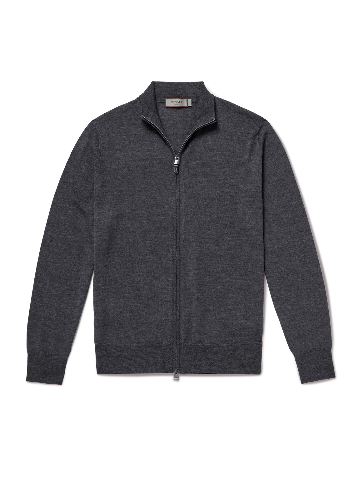 Canali Wool Zip-up Cardigan In Gray