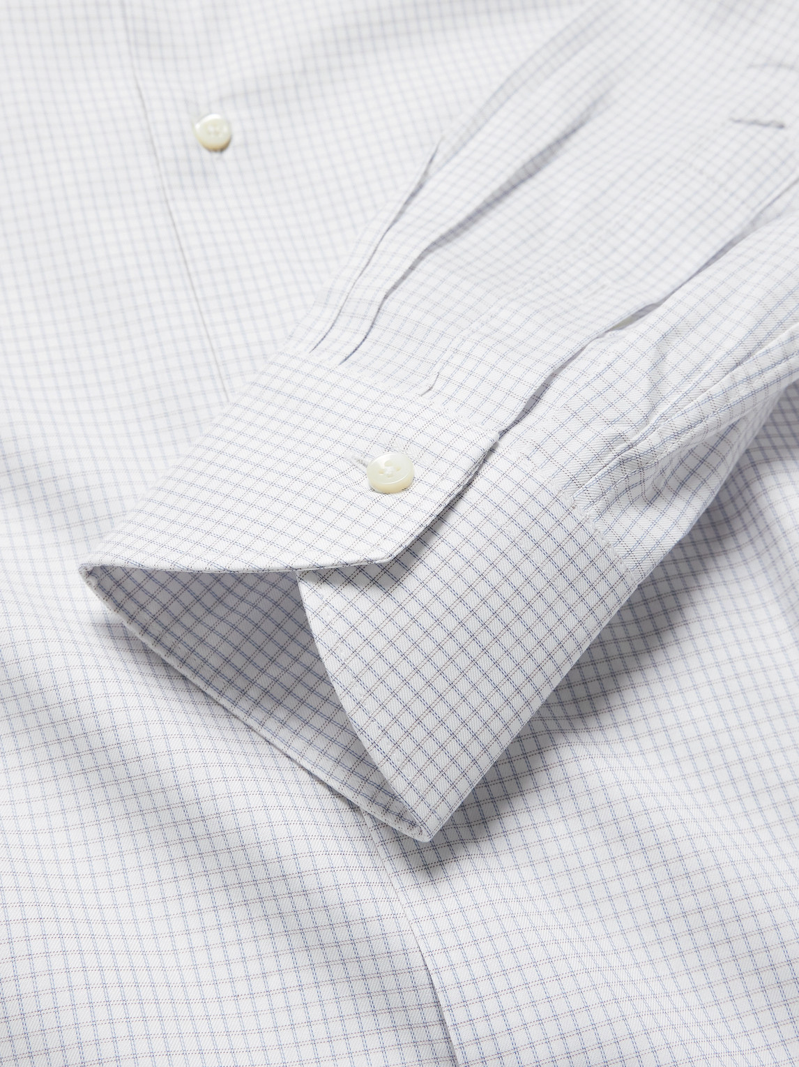 Canali Checked Cotton-poplin Shirt In Gray