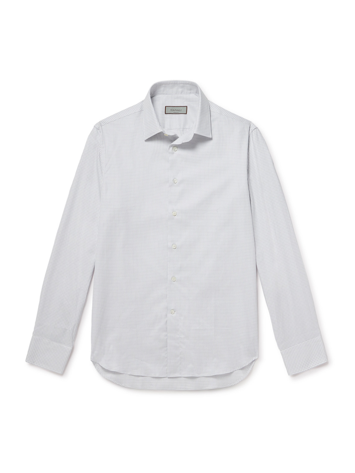 Canali Checked Cotton-poplin Shirt In Gray
