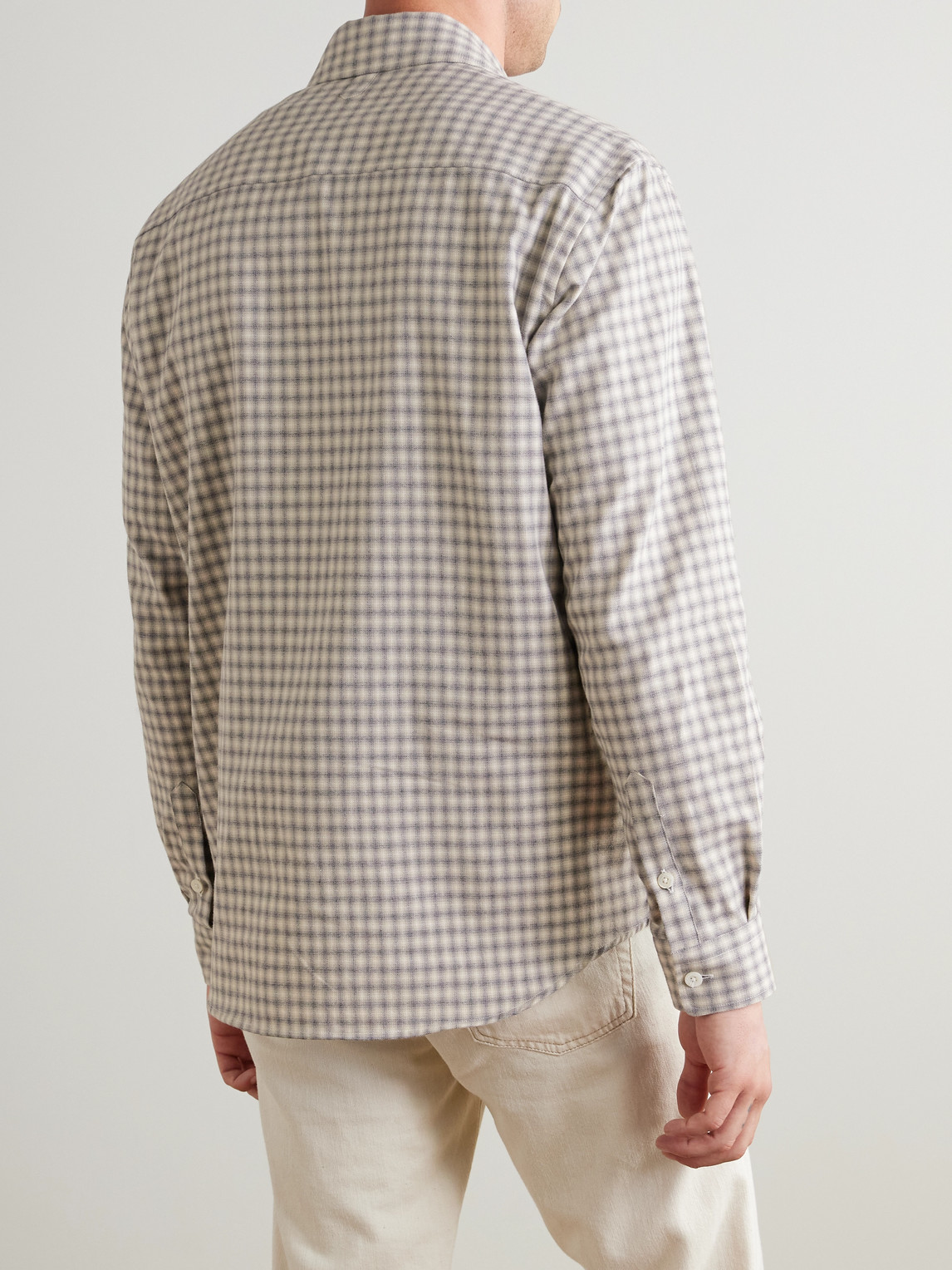 Canali Checked Cotton-flannel Shirt In White