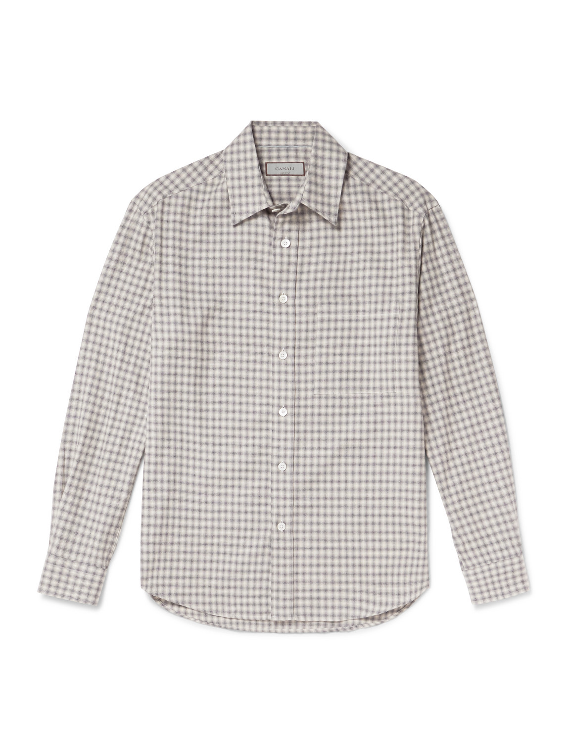 Canali Checked Cotton-flannel Shirt In White