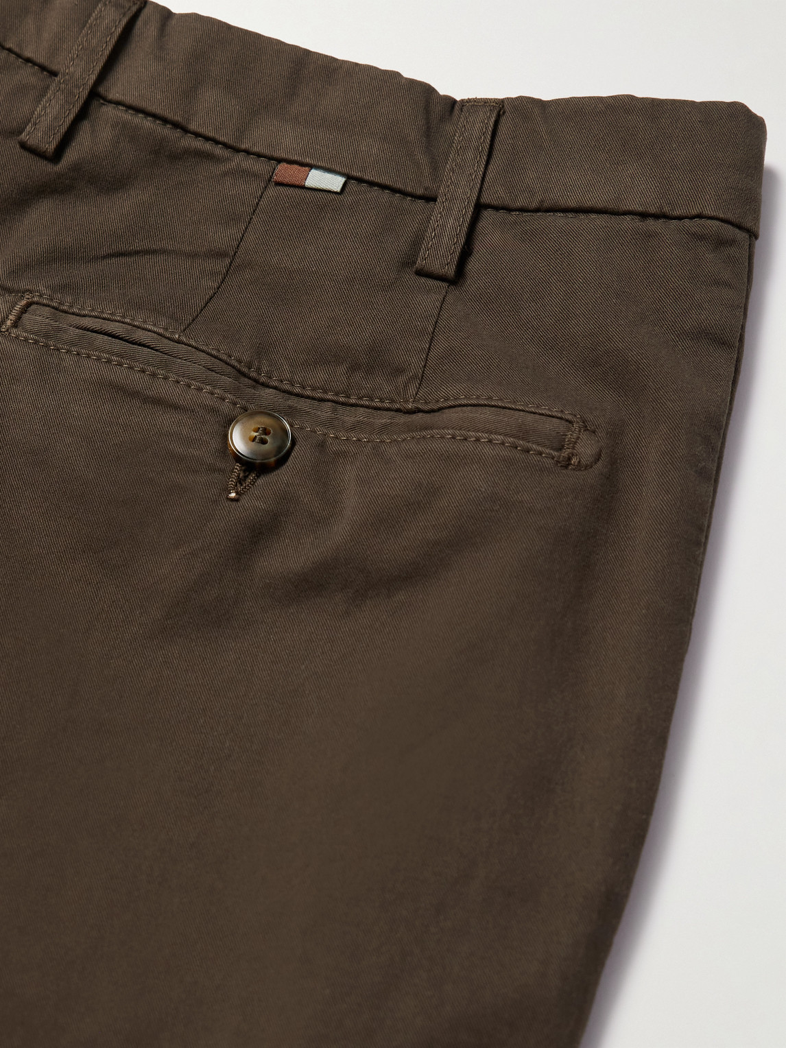 Canali Slim-fit Tapered Cotton-blend Twill Trousers In Brown