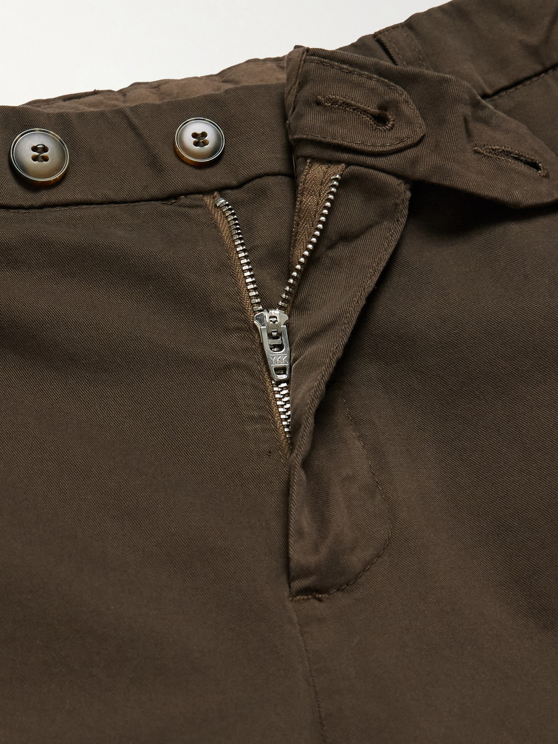 Canali Slim-fit Tapered Cotton-blend Twill Trousers In Brown