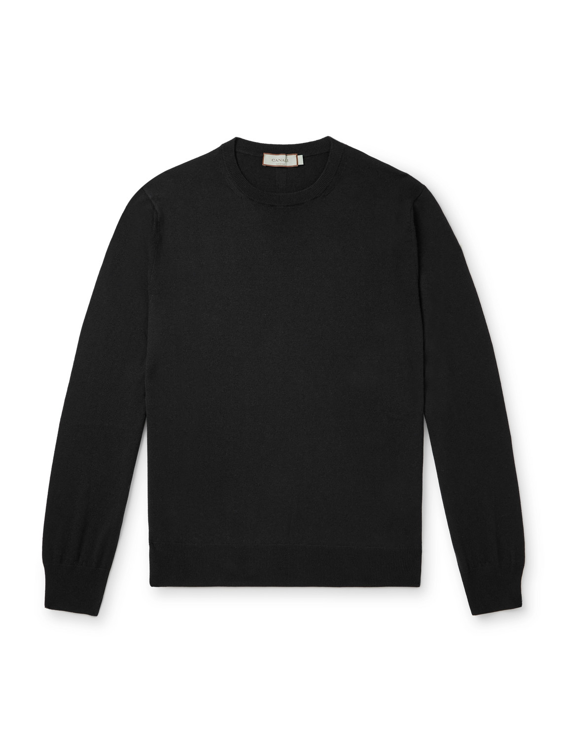 Canali Slim-fit Garment-dyed Cashmere Sweater In Black