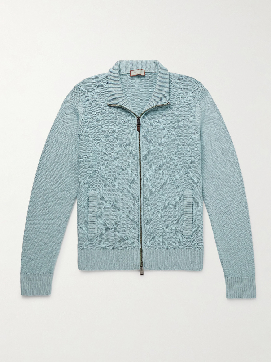 Canali Textured-Knit Merino Wool Zip-Up Cardigan - Men