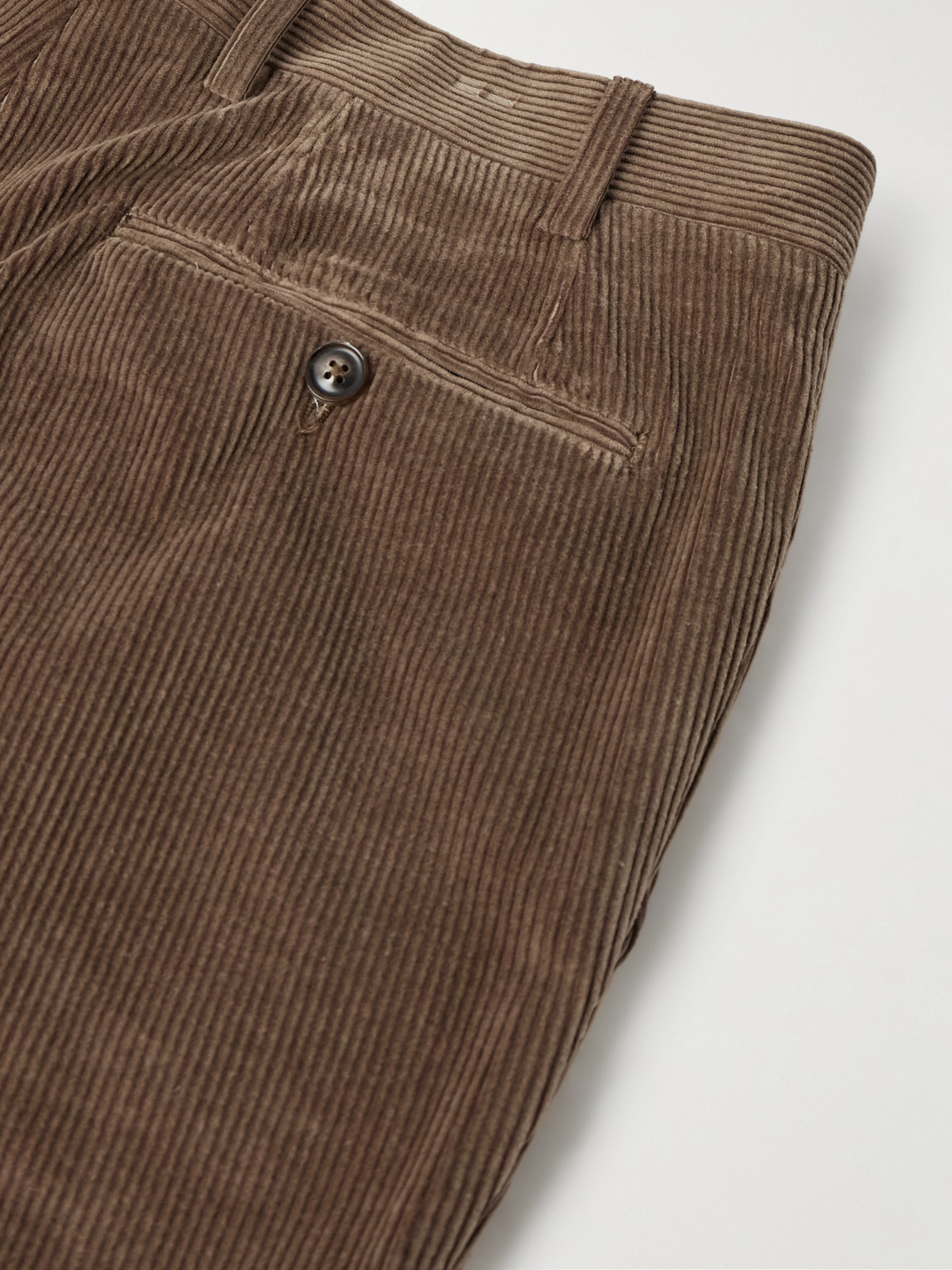 Canali Tapered Cotton-blend Corduroy Trousers In Brown
