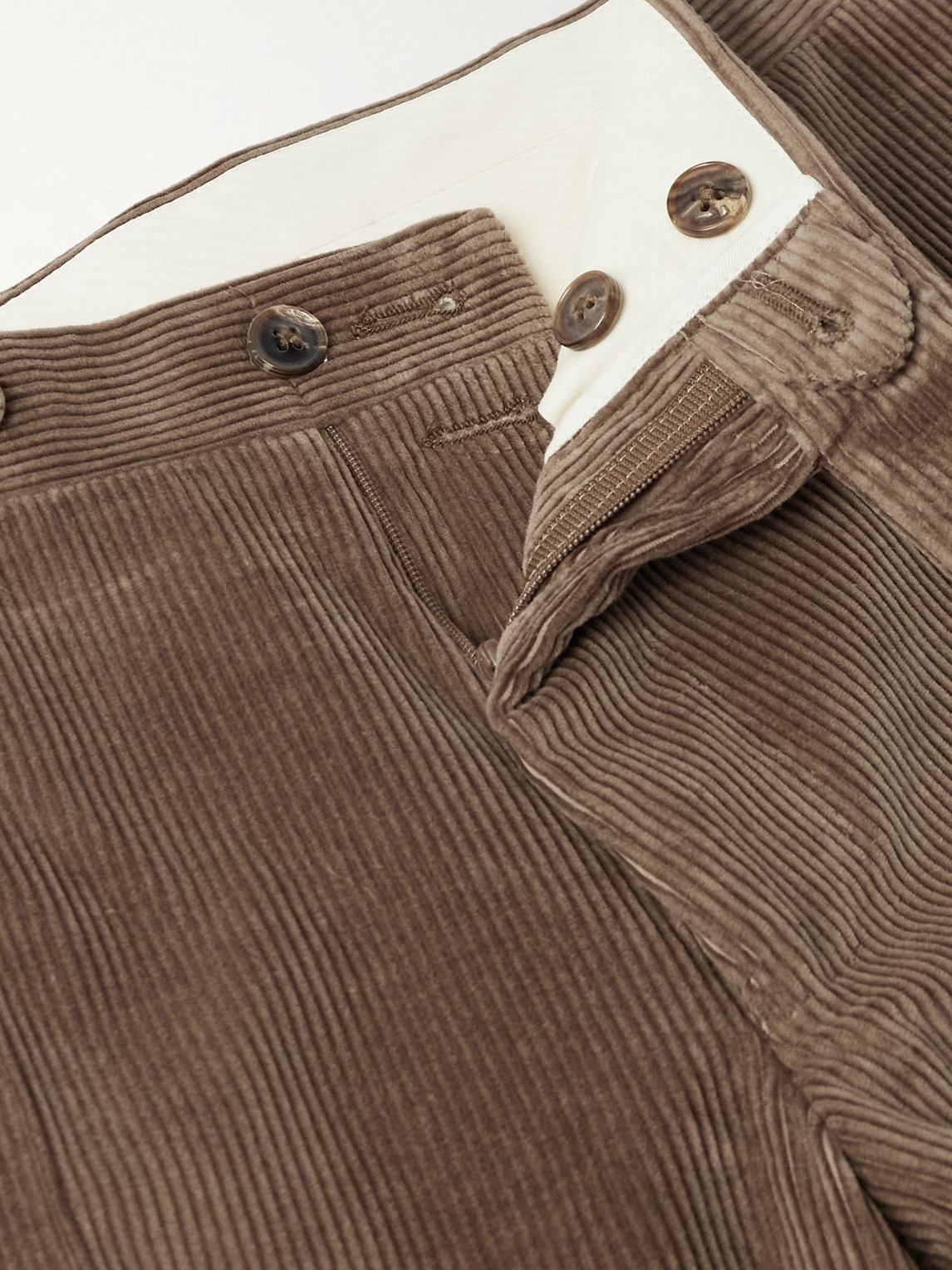 Canali Tapered Cotton-blend Corduroy Trousers In Brown