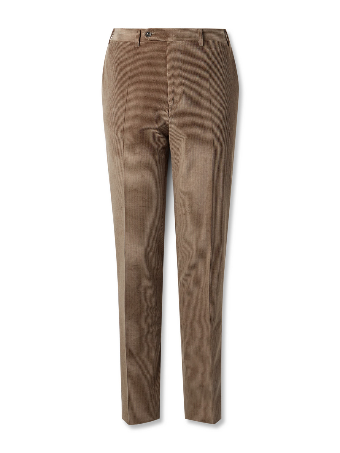 Canali Tapered Cotton-blend Corduroy Trousers In Brown