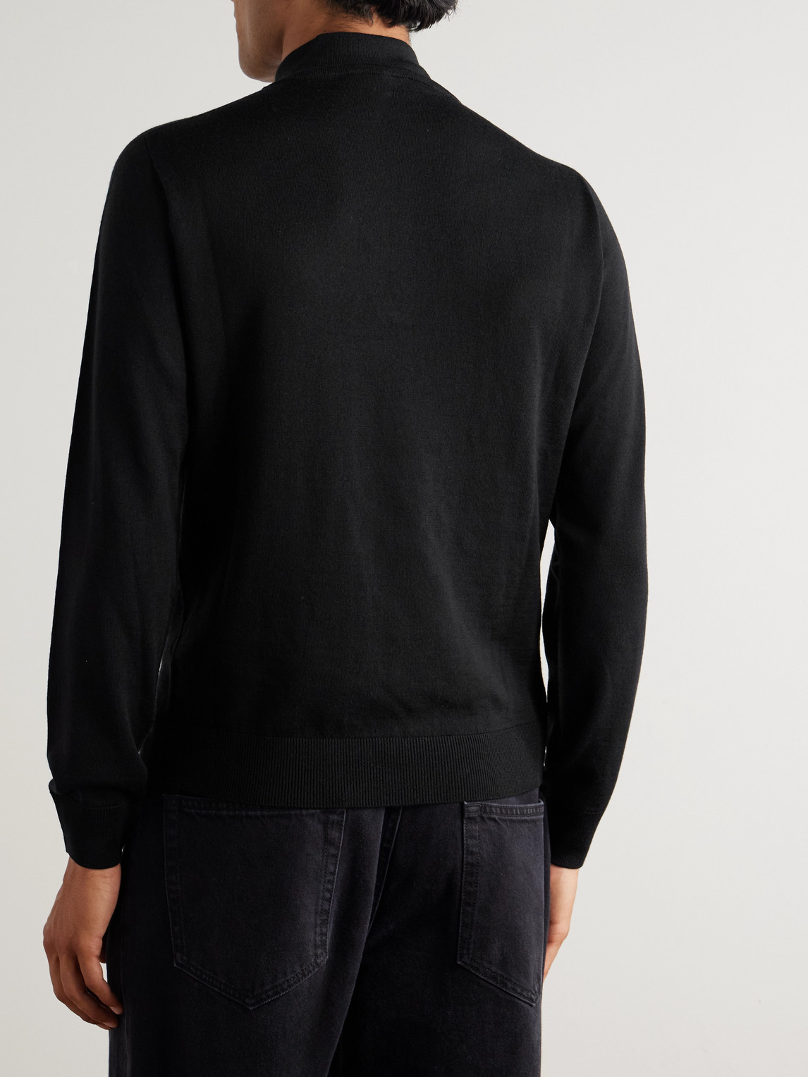 Canali Nuvola Merino Wool Half-zip Sweater In Black
