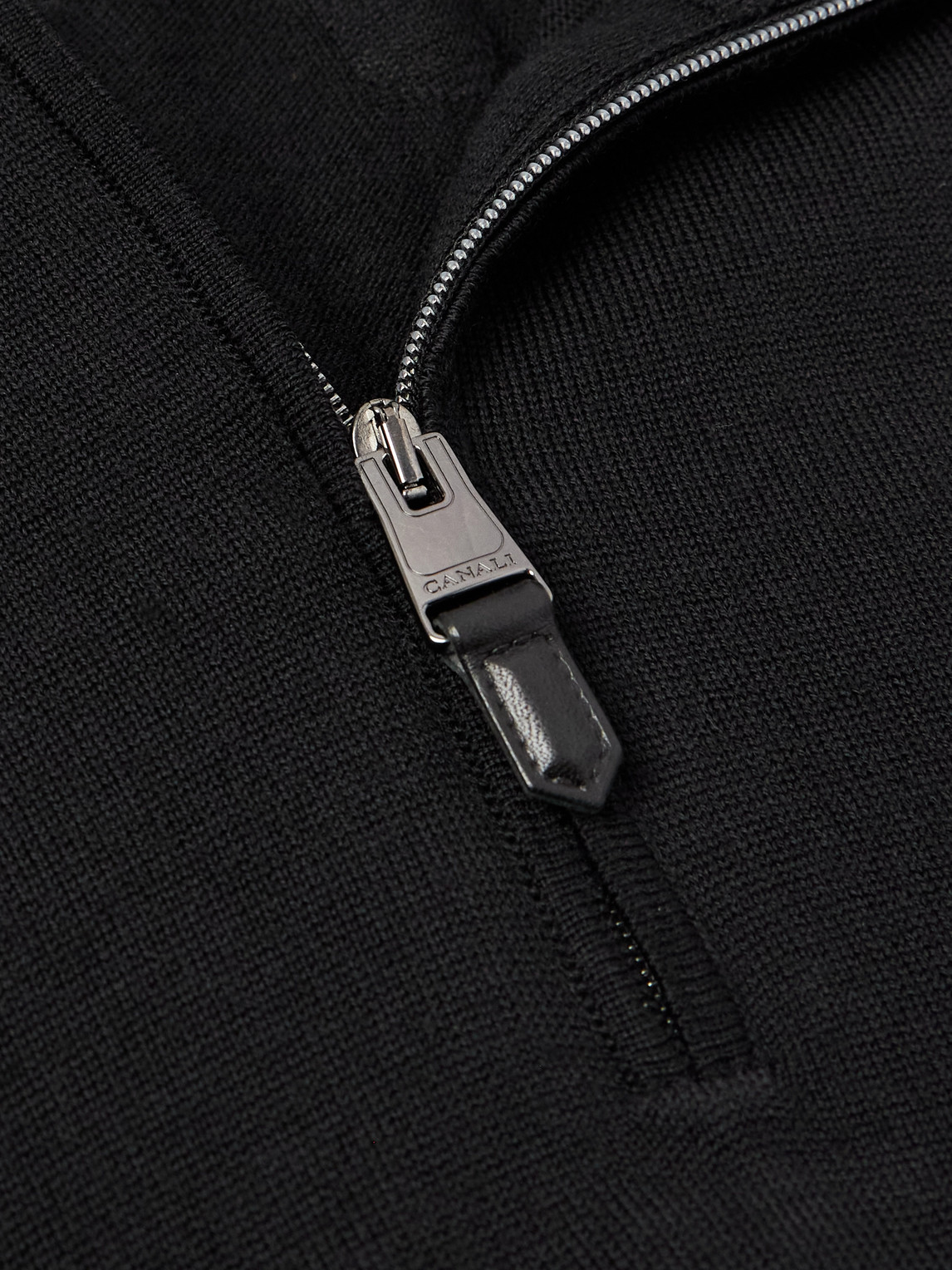Canali Nuvola Merino Wool Half-zip Sweater In Black