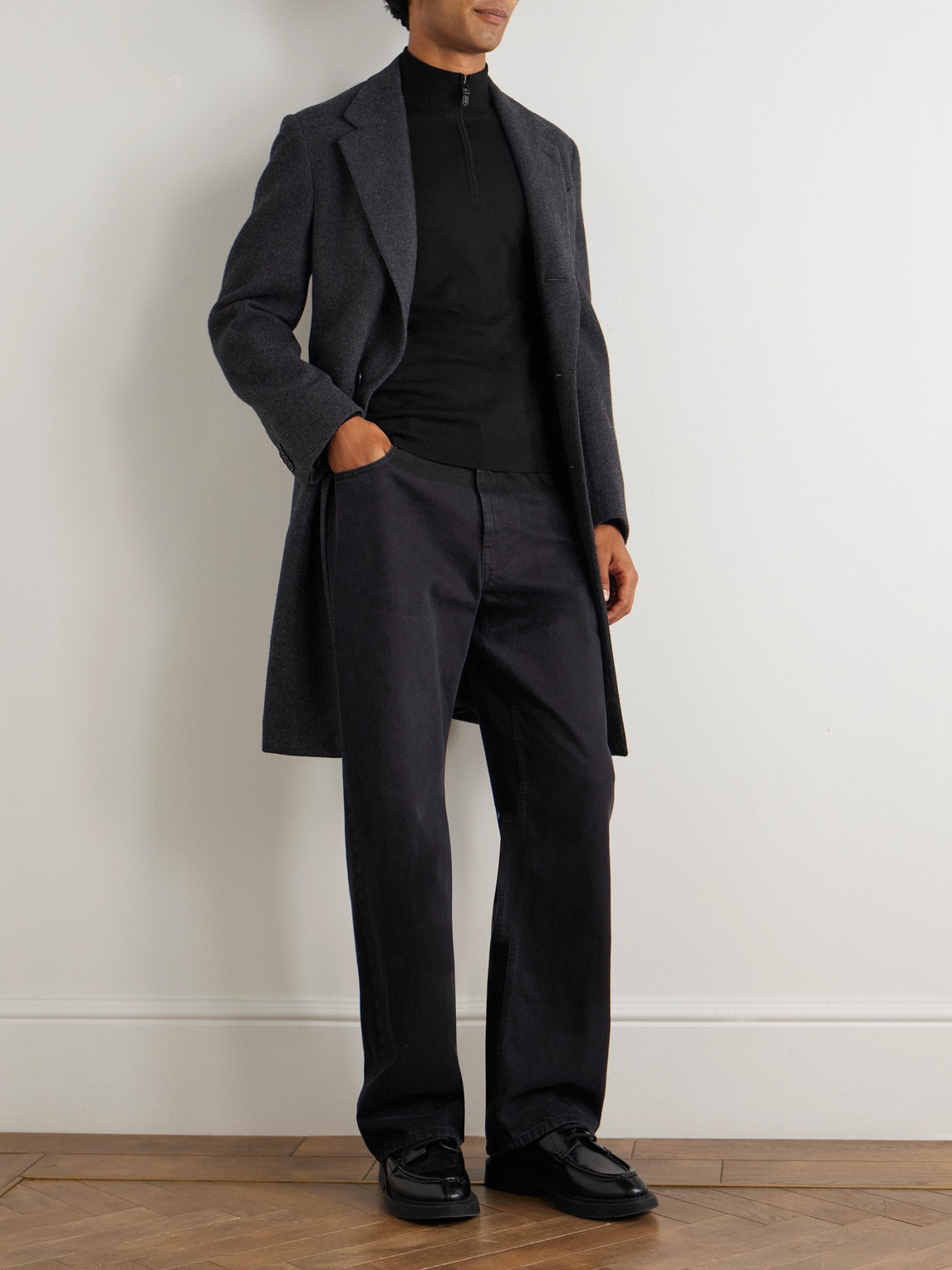 Canali Nuvola Merino Wool Half-zip Sweater In Black