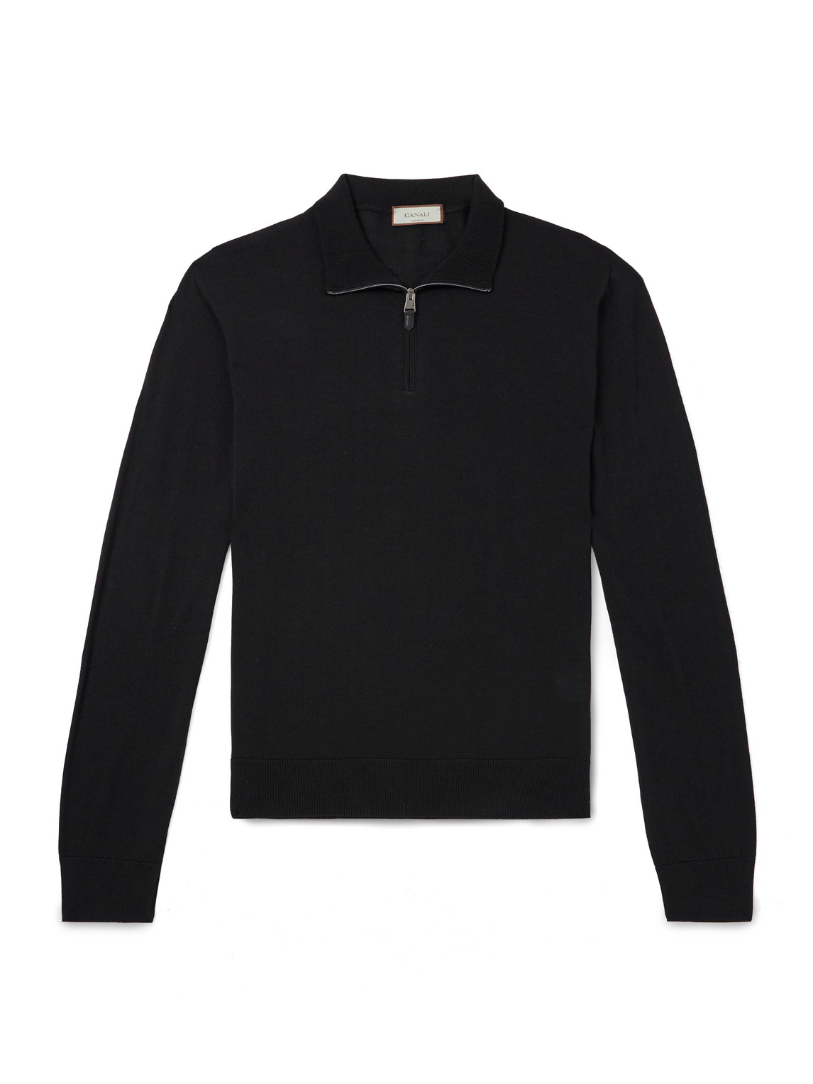 Canali Nuvola Merino Wool Half-zip Sweater In Black