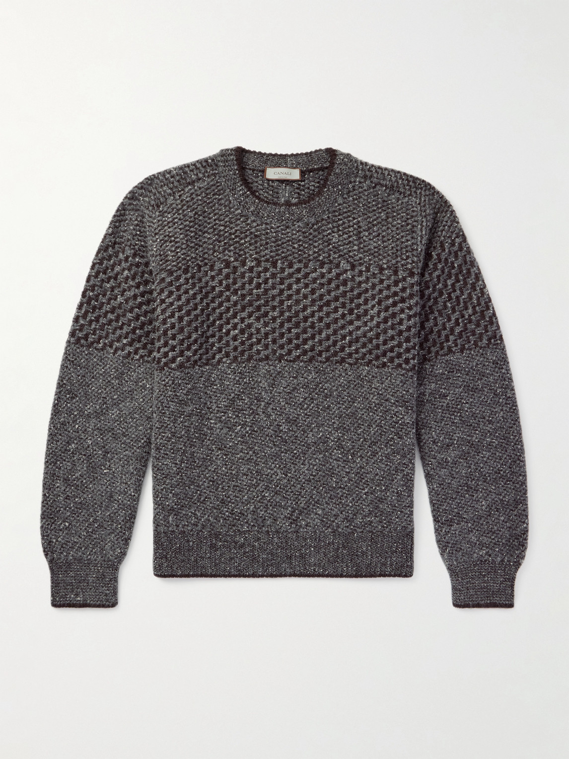 Canali Embroidered Wool Blend Sweater In Gray