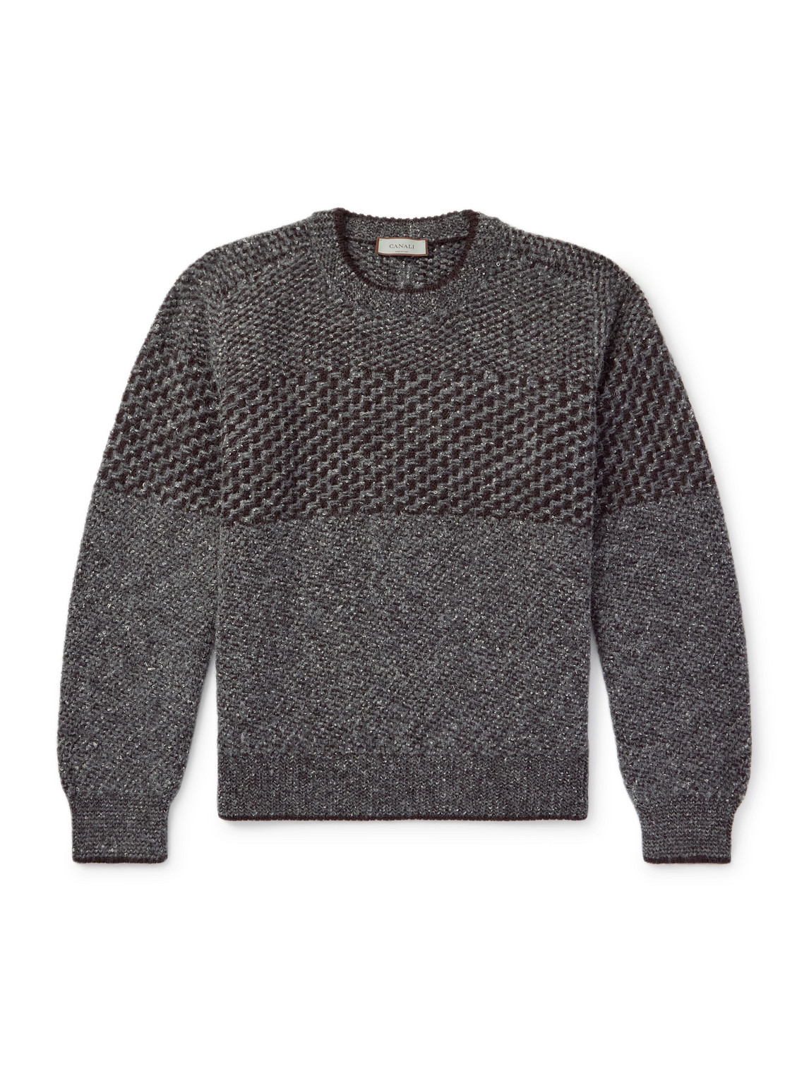 Canali Embroidered Wool Blend Sweater In Gray