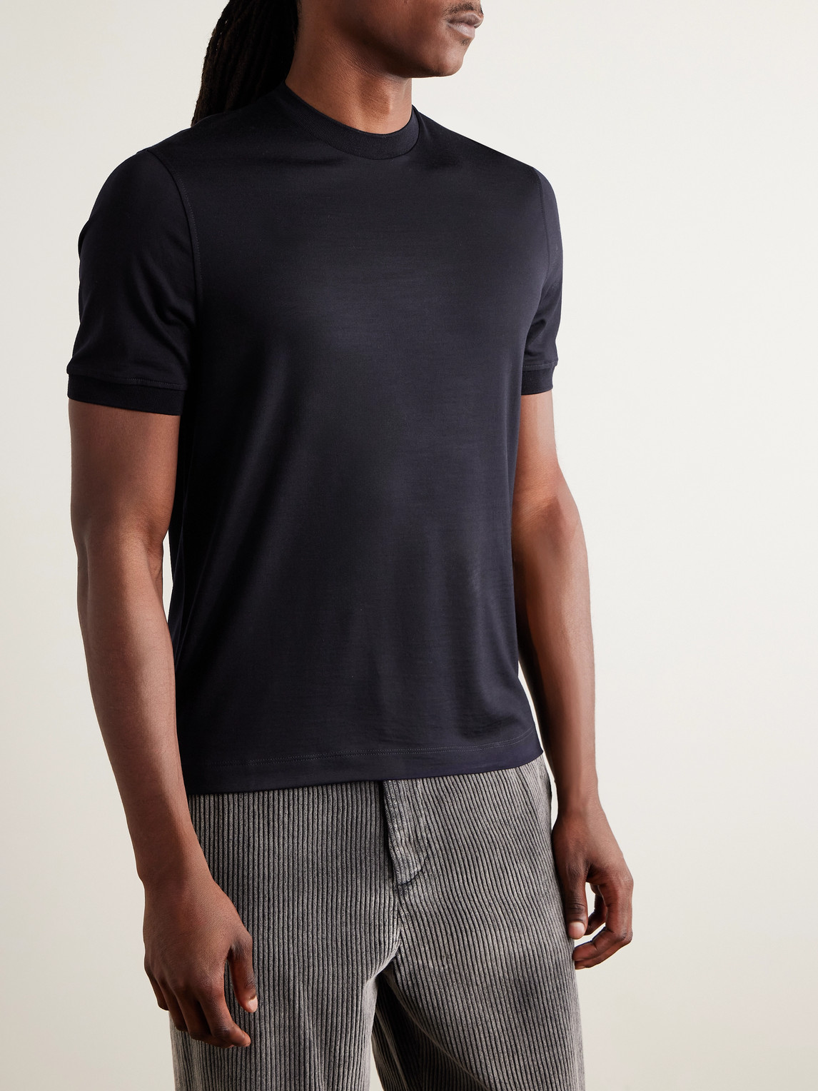 Canali Crewneck Jersey T-shirt In Black