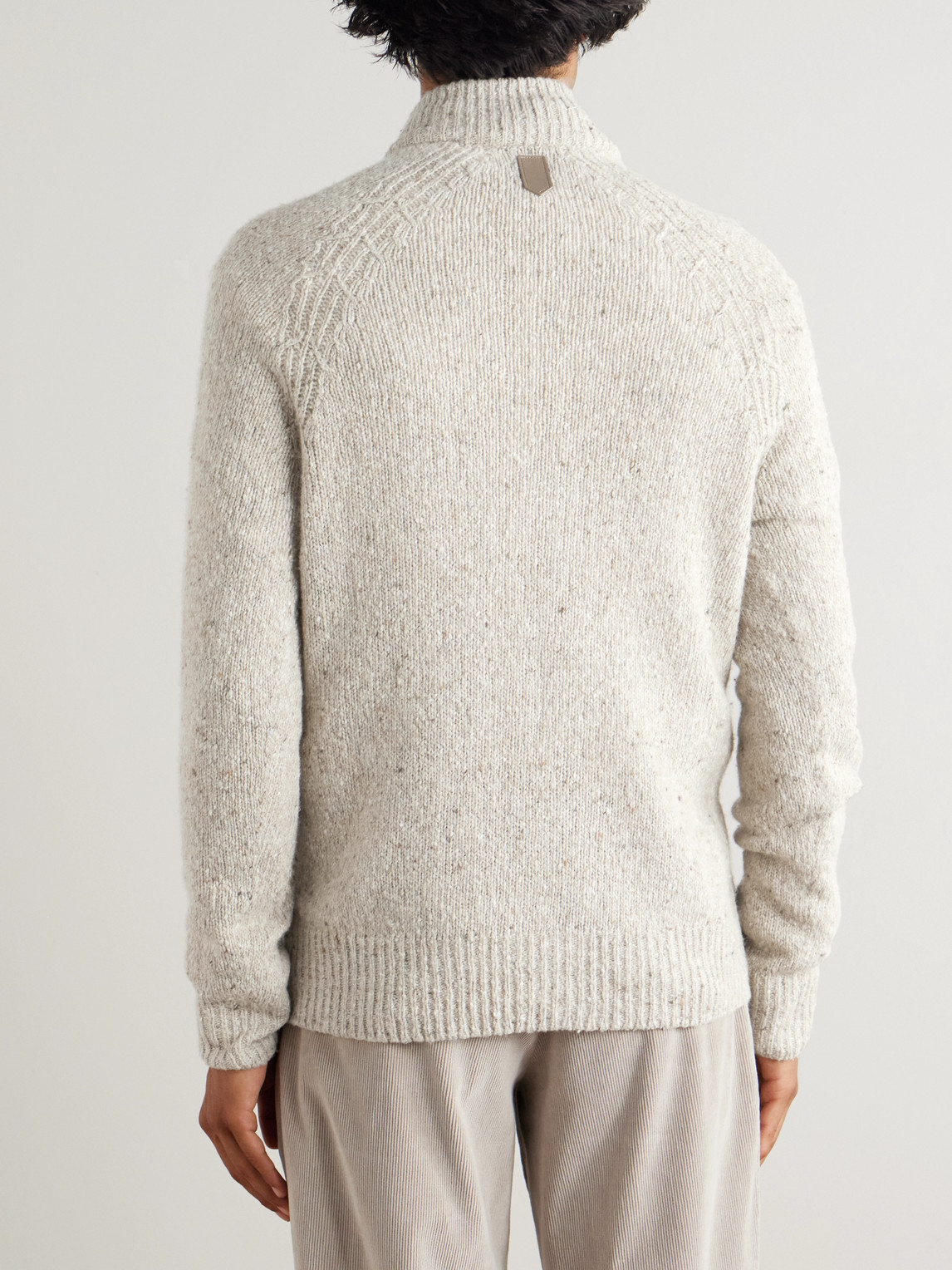 Canali Wool-blend Zip-up Cardigan In Neutral