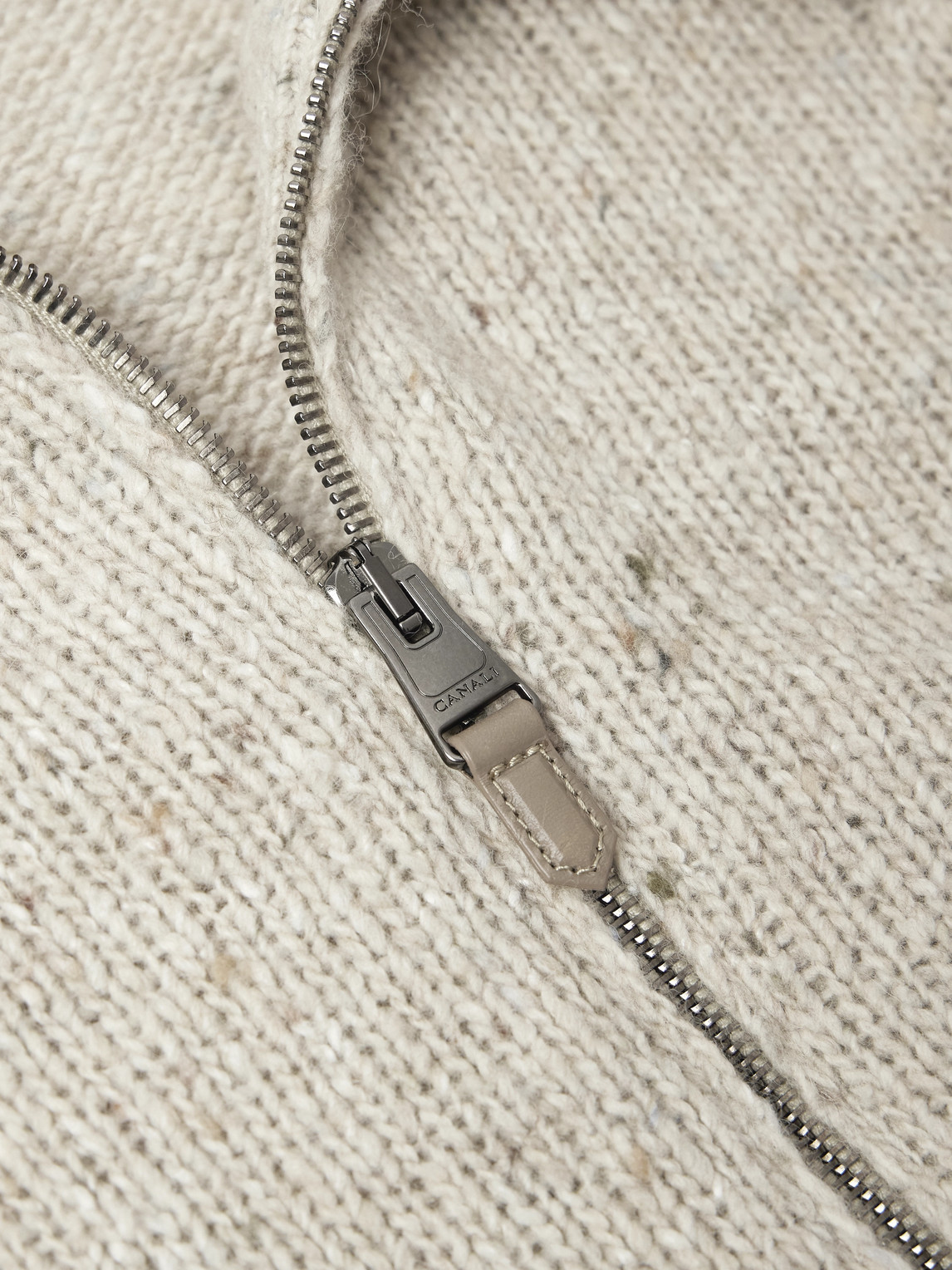 Canali Wool-blend Zip-up Cardigan In Neutral