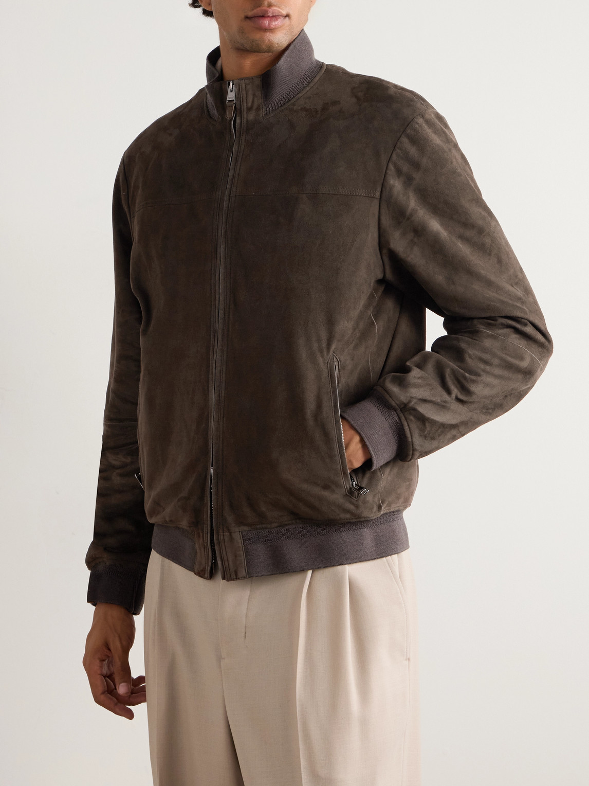  Canali - Suede Bomber Jacket - Men - Brown - It 46 
