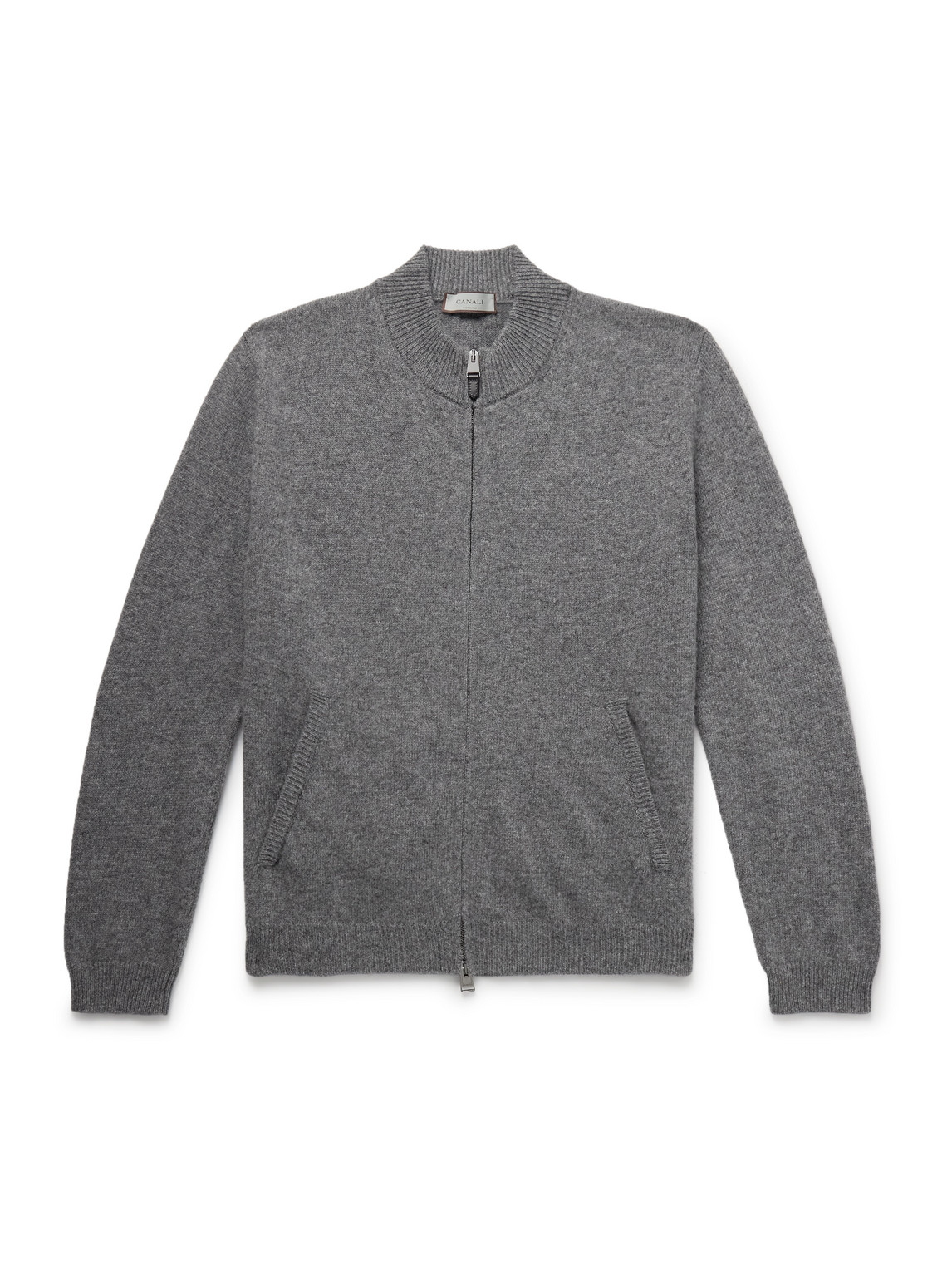 Canali Wool And Cashmere-blend Zip-up Cardigan In Gray