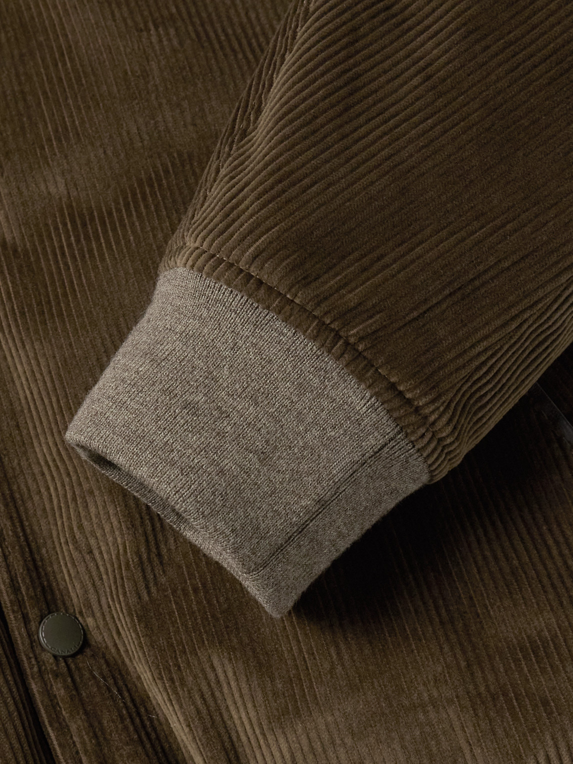 Canali Leather-trimmed Cotton-corduroy Blouson Jacket In Green